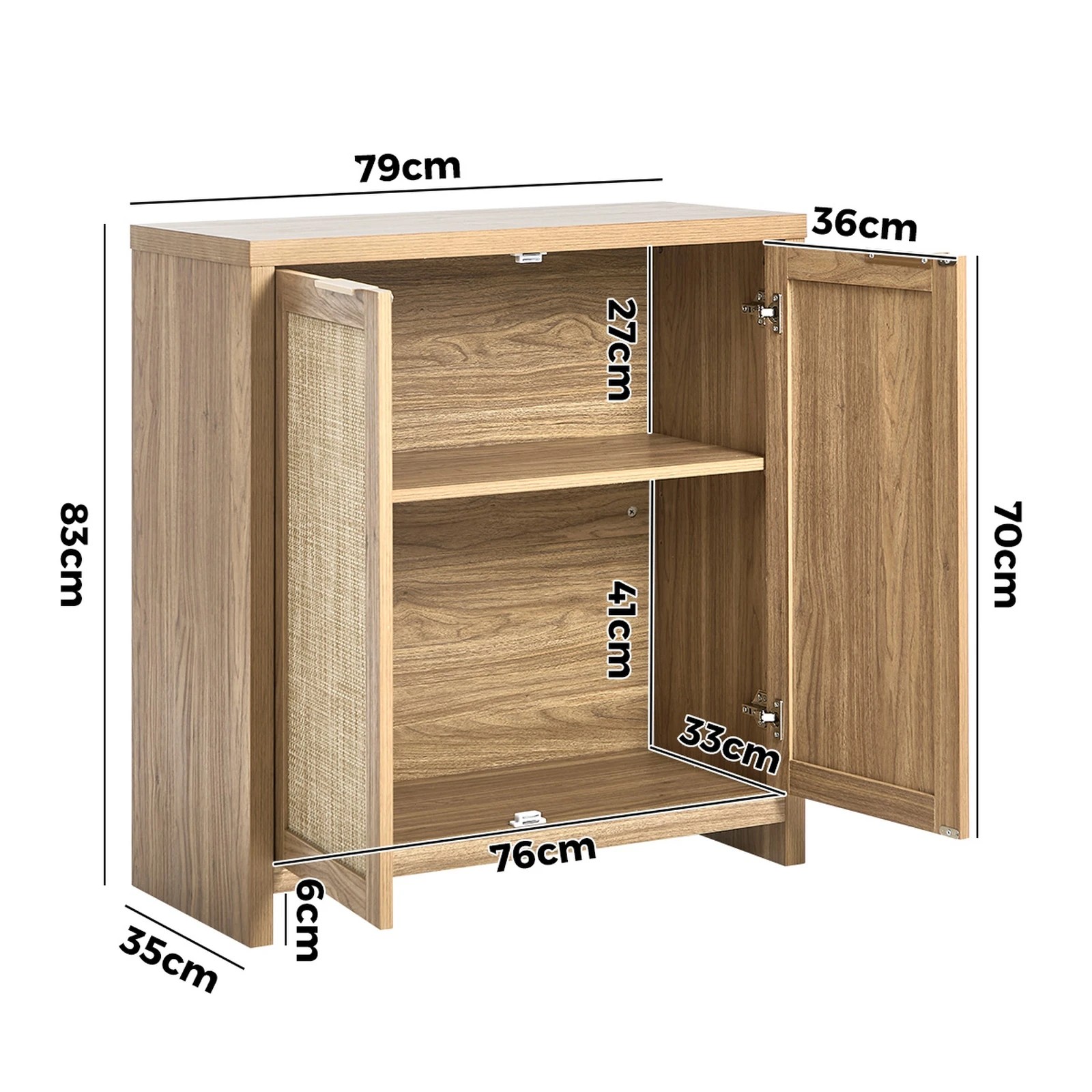 2 Oikiture Rattan Buffet Sideboard Storage Cabinet - Natural, 2 of 10