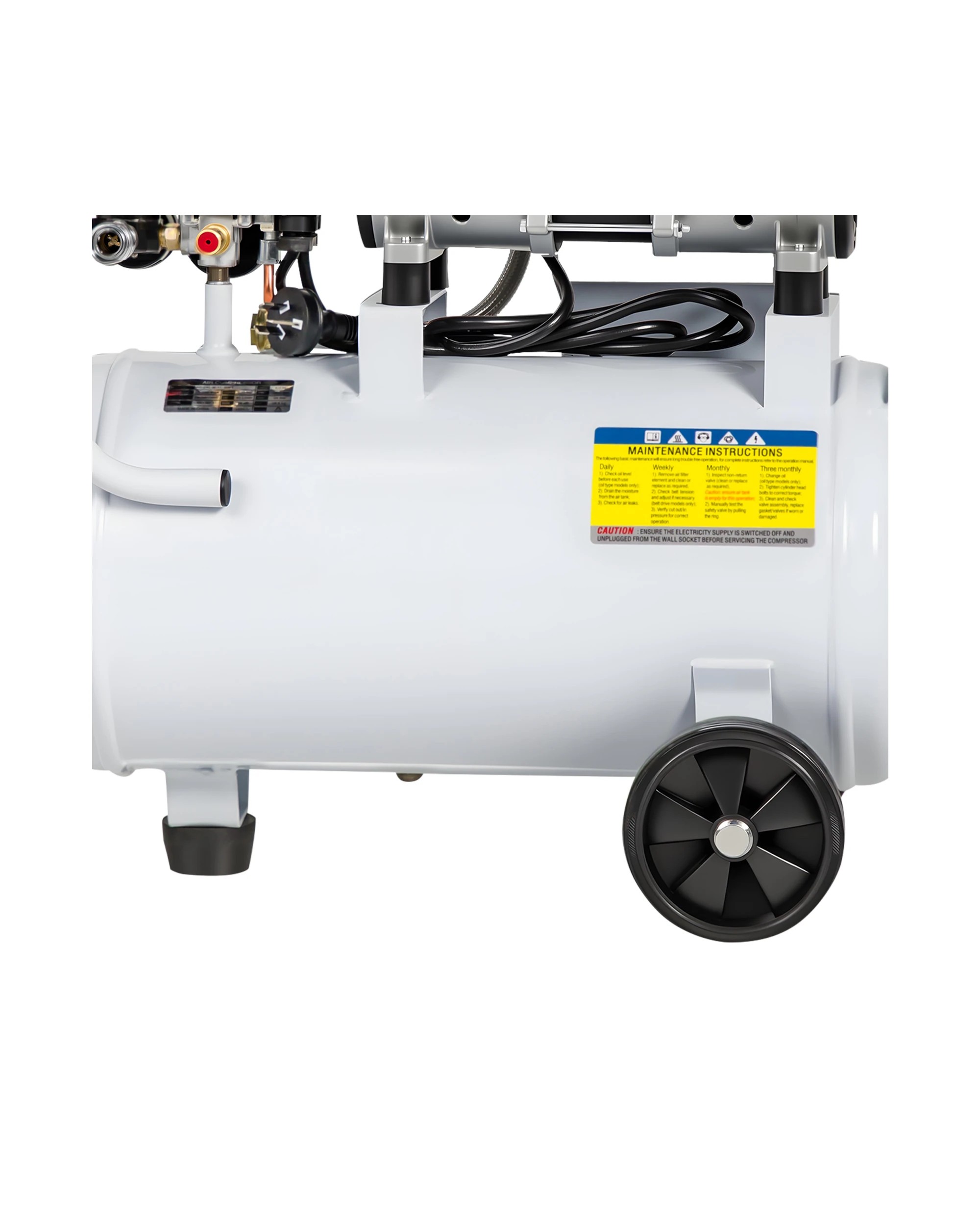 7 Giantz 24L Air Compressor Quiet 0.75HP Oil-Free Portable Tyre Inflator 40L/Min - White, 7 of 9