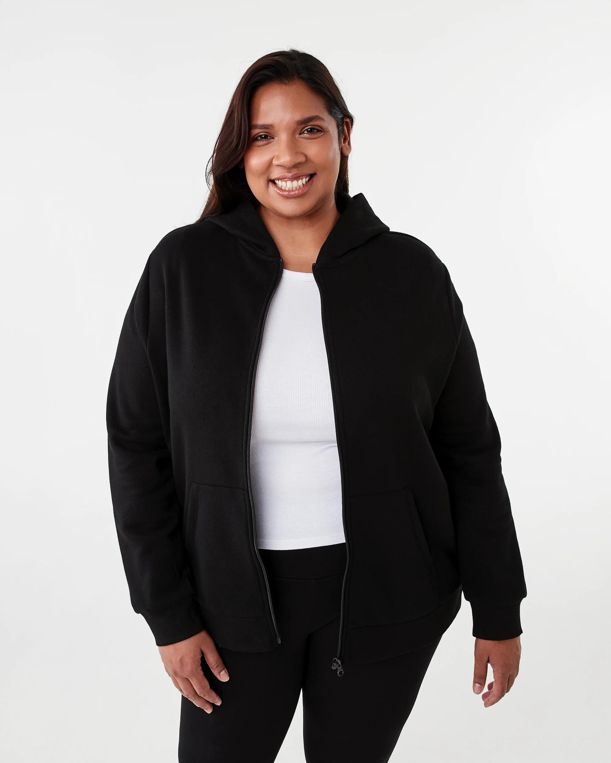 1 Curve Zip Through Hoodie Black, 1 of 6