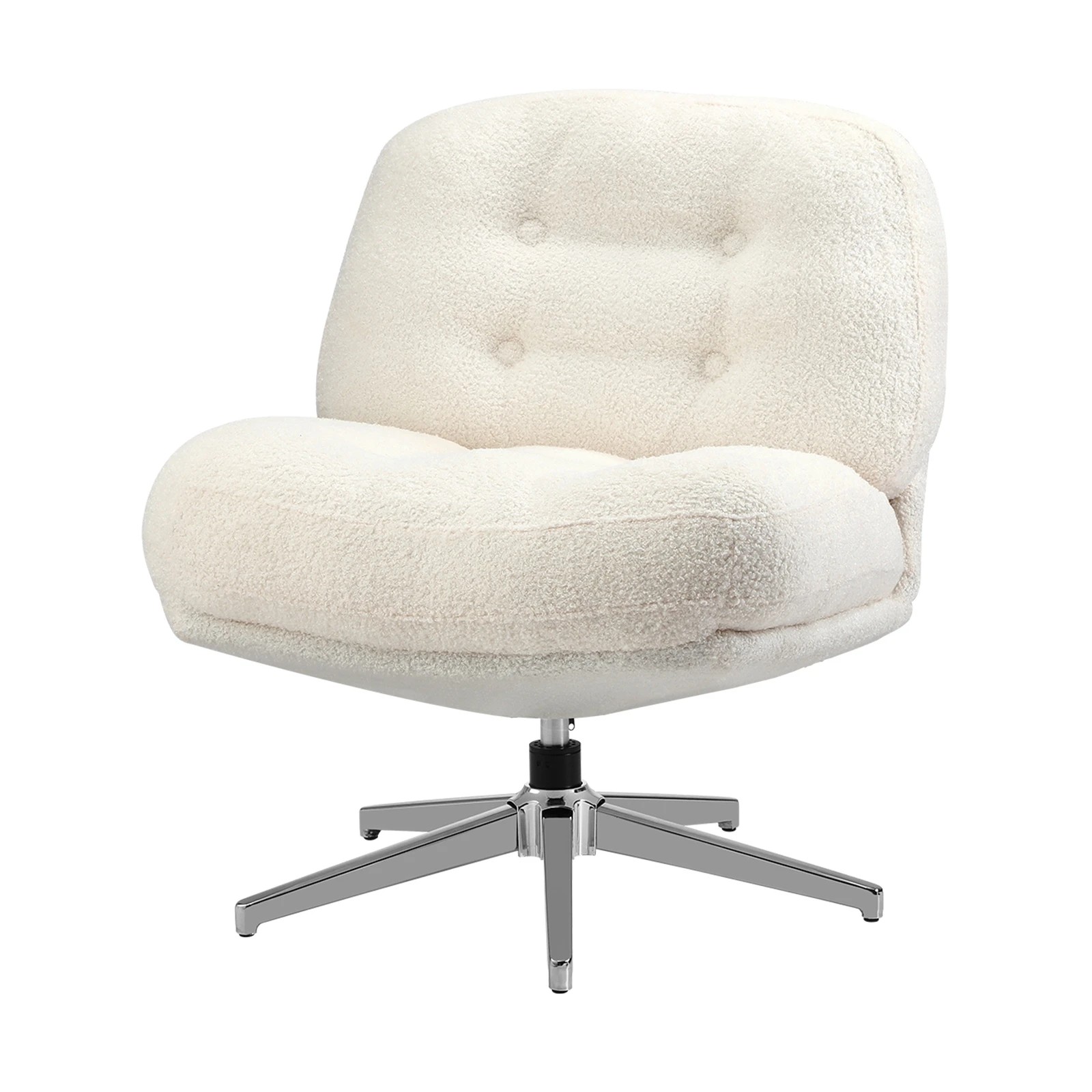 1 Oikiture Armchair Swivel Lounge Chair Padded Accent Chairs Boucle - White, 1 of 10