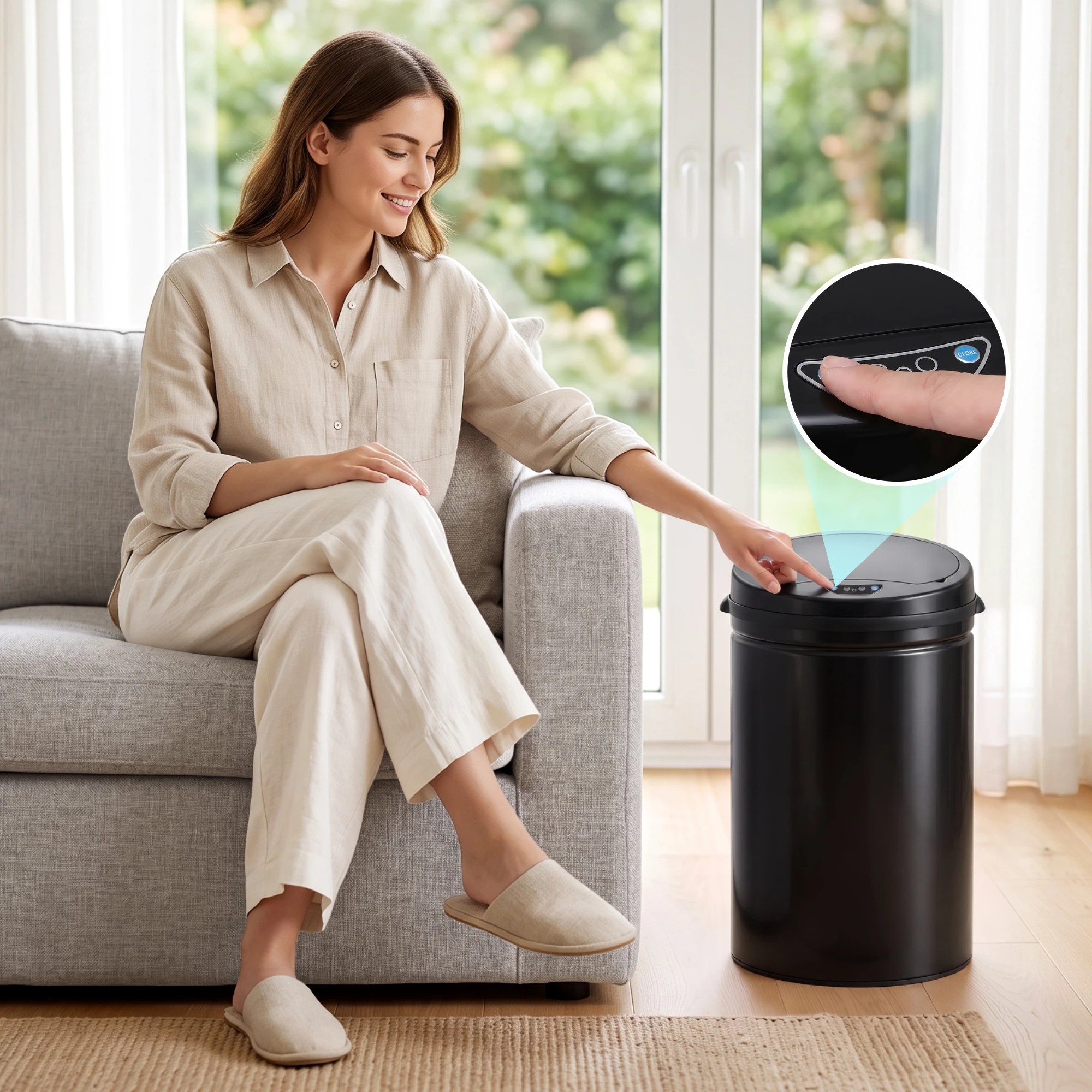 5 Devanti 30L Sensor Bin Automatic Touchless Trash Can Garbage Rubbish - Black, 5 of 9