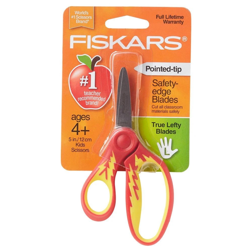 8 Fiskars Softgrip Left Hand Pointed Scissors 5"/12cm Assorted, 8 of 8