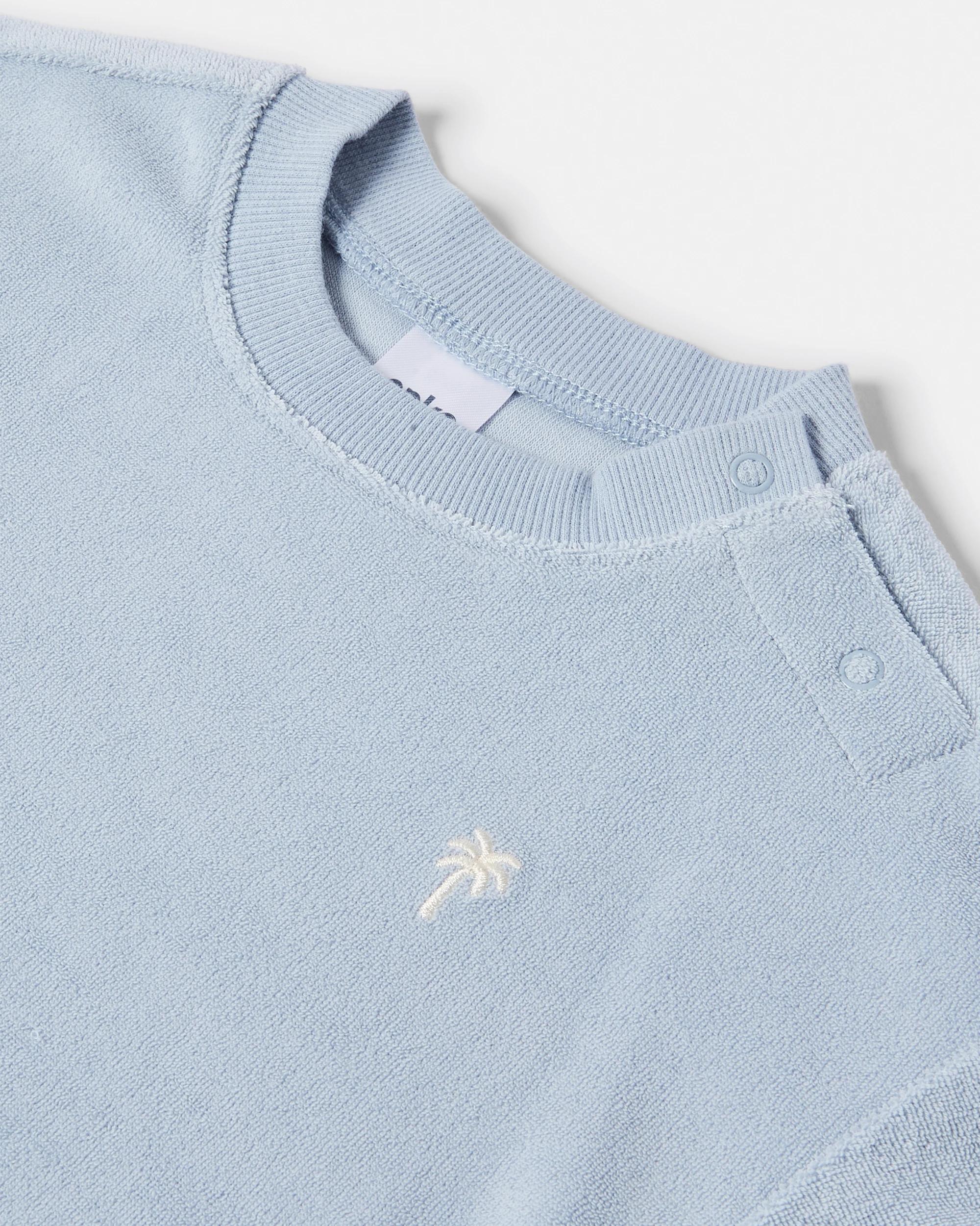 5 2 Piece Short Sleeve Terry Towel Set Blue Palm, 5 of 6