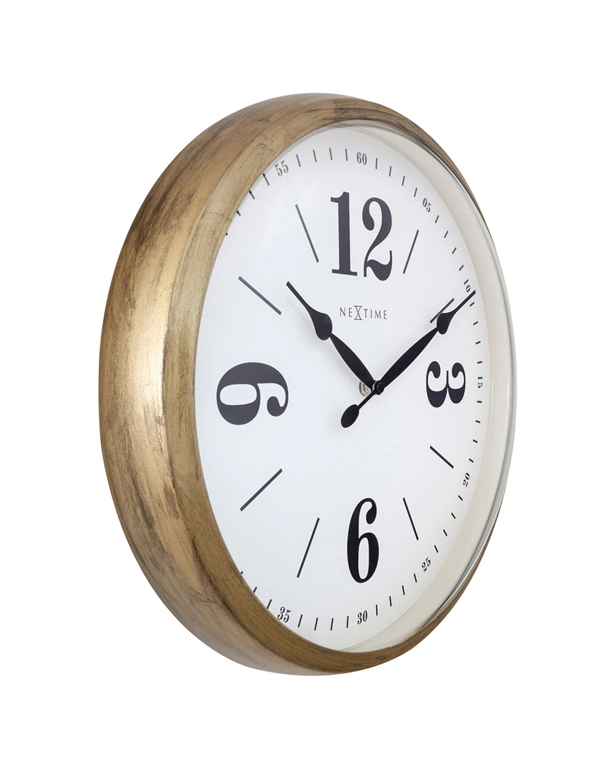 3 NeXtime Classic Wall Clock Silent Sweep Vintage Look Metal Case 39cm - Gold, 3 of 5