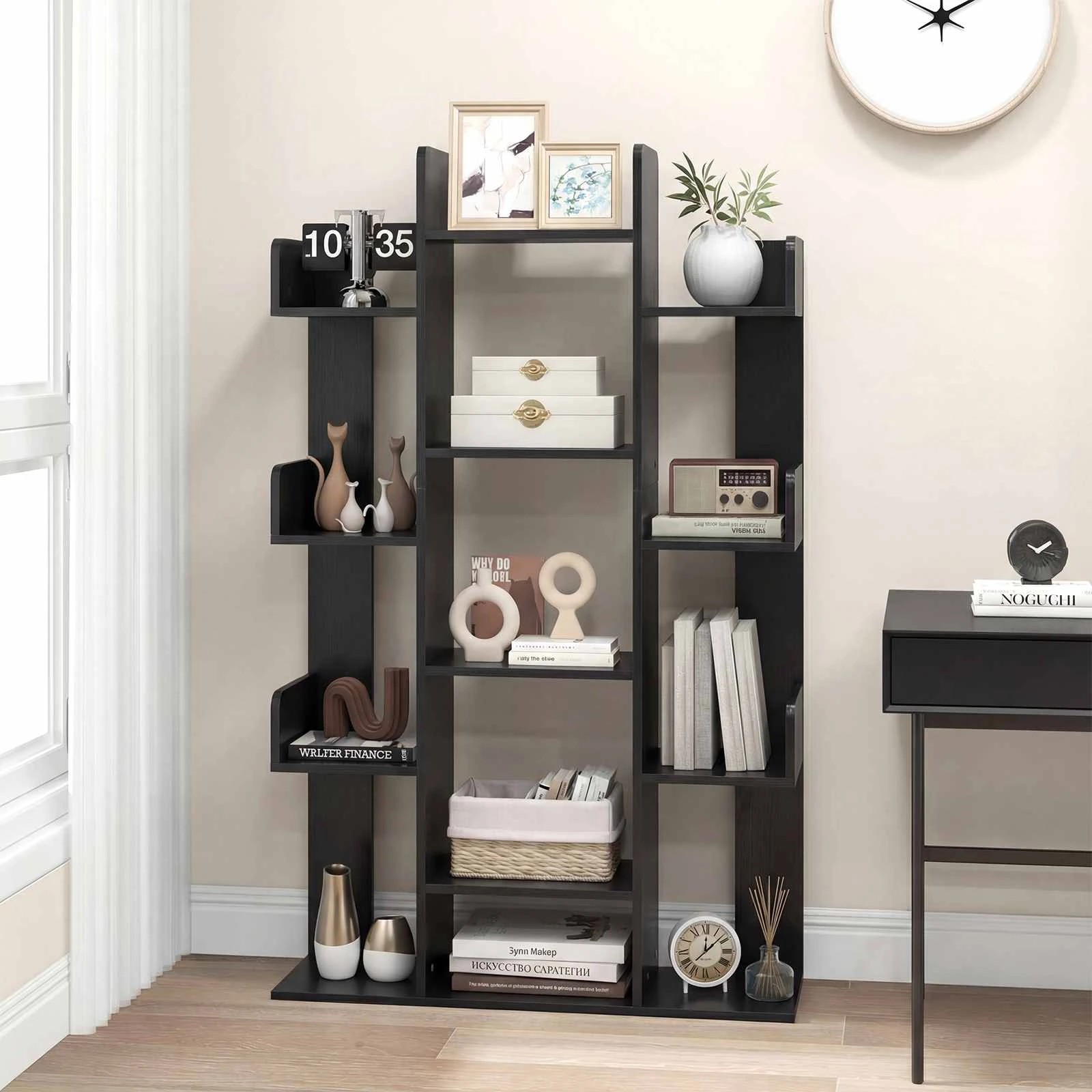3 Costway Tree Bookshelf 140cm Bookcase w/13 Shelves Corner Book Storage Organizer Display Cube Shelf, 3 of 3