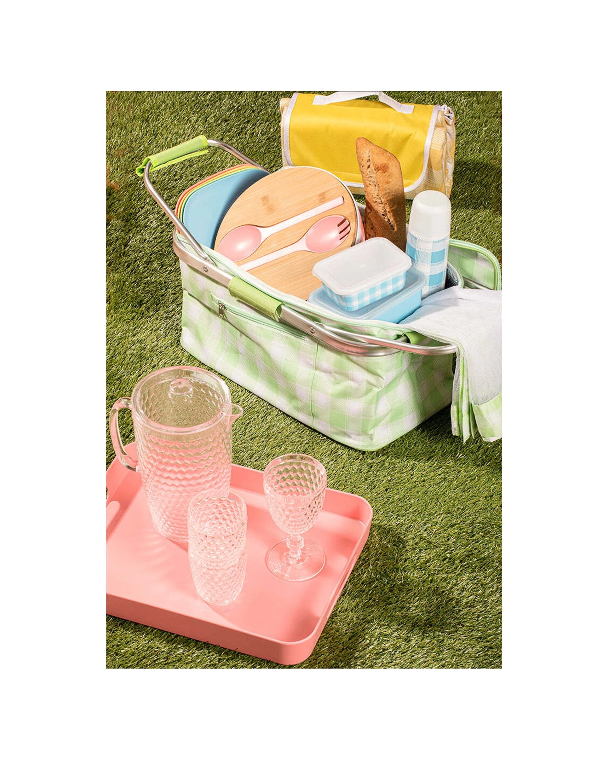 3 Porta Delilah Gingham 150cm Foldable Picnic Blanket Waterproof Design Carry - Blue, 3 of 5