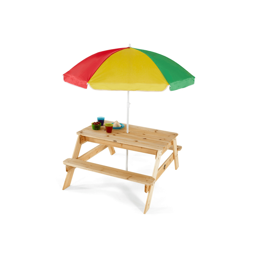 2 Plum Play Au Wooden Picnic Table With Benches And Parasol Outdoor Play
 - Multi, 2 of 3