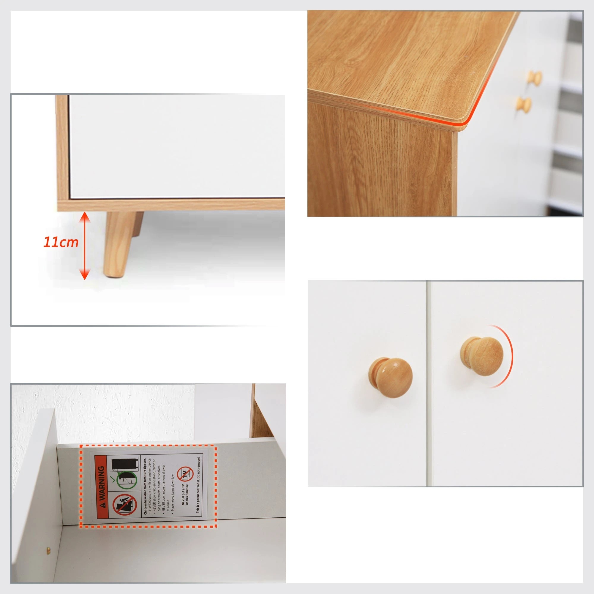 8 Foret Buffet Sideboard Shoe Cabinet Hallway Table Cupboard Storage 5 Drawers, 8 of 8