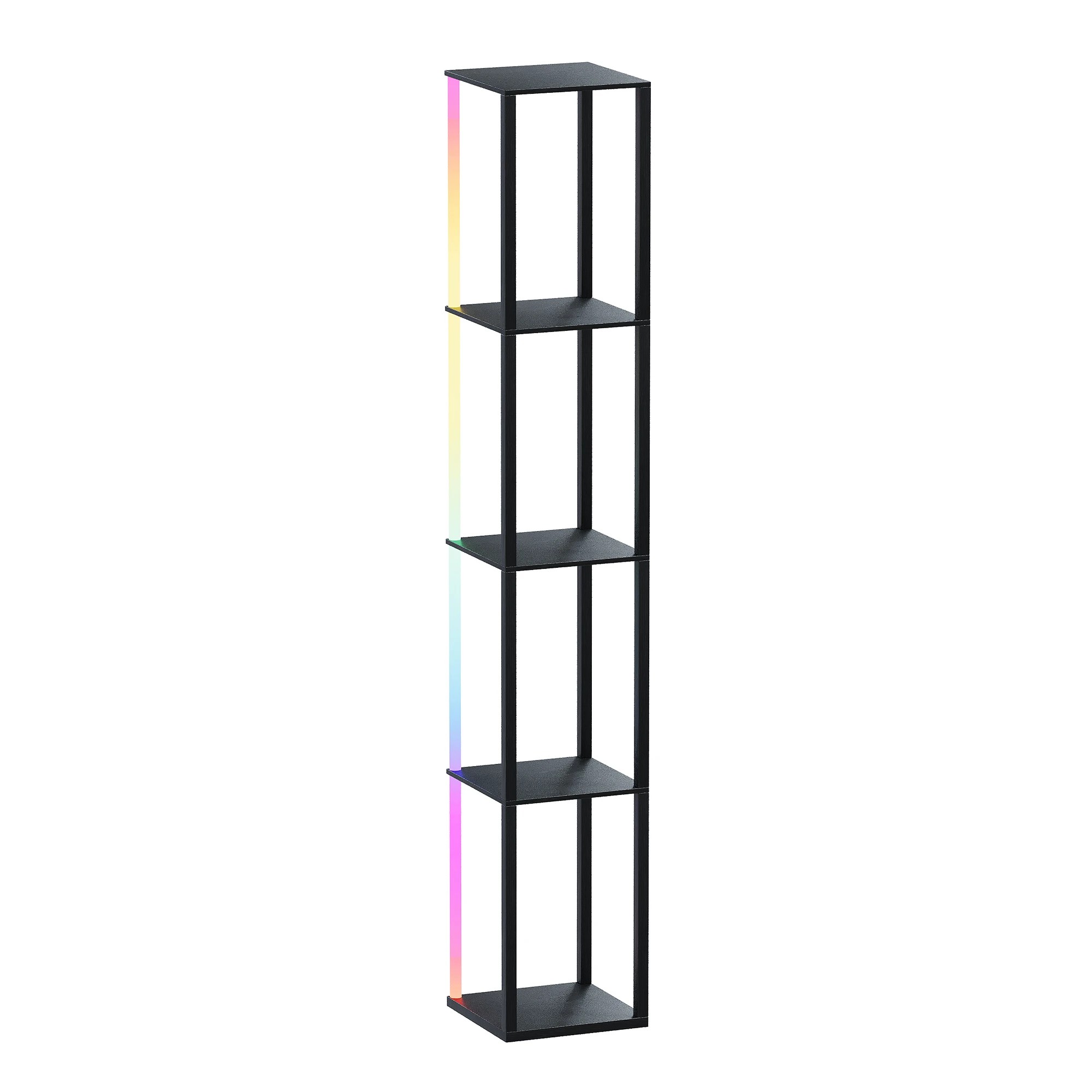 1 Advwin 5 Tier LED Floor Lamp Corner Shelf Display Bookcase Storage Unit Stand Bookshelf - Black, 1 of 6