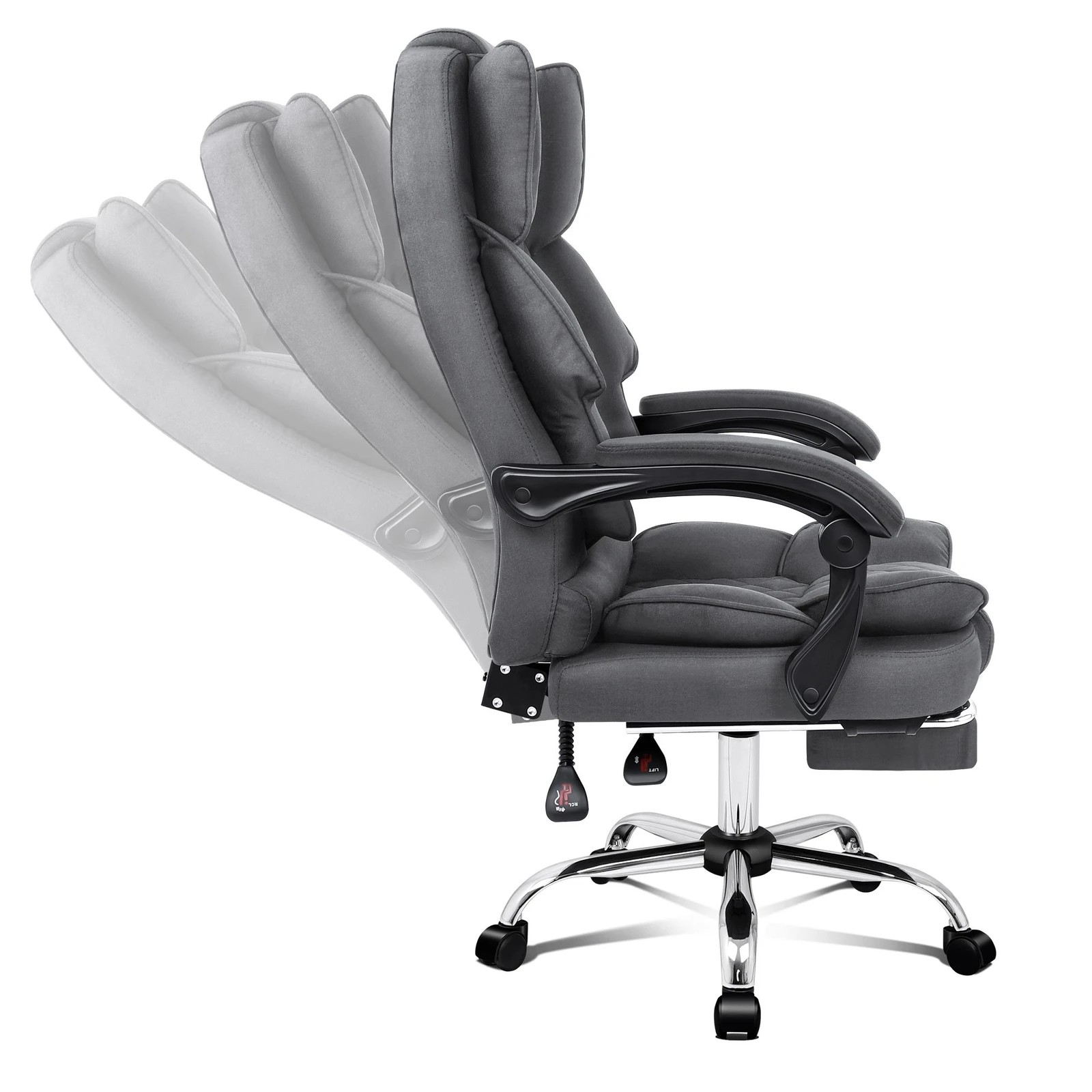 5 Alfordson Massage Office Chair Fabric Executive Recliner Gaming Computer Seat - Grey, 5 of 10
