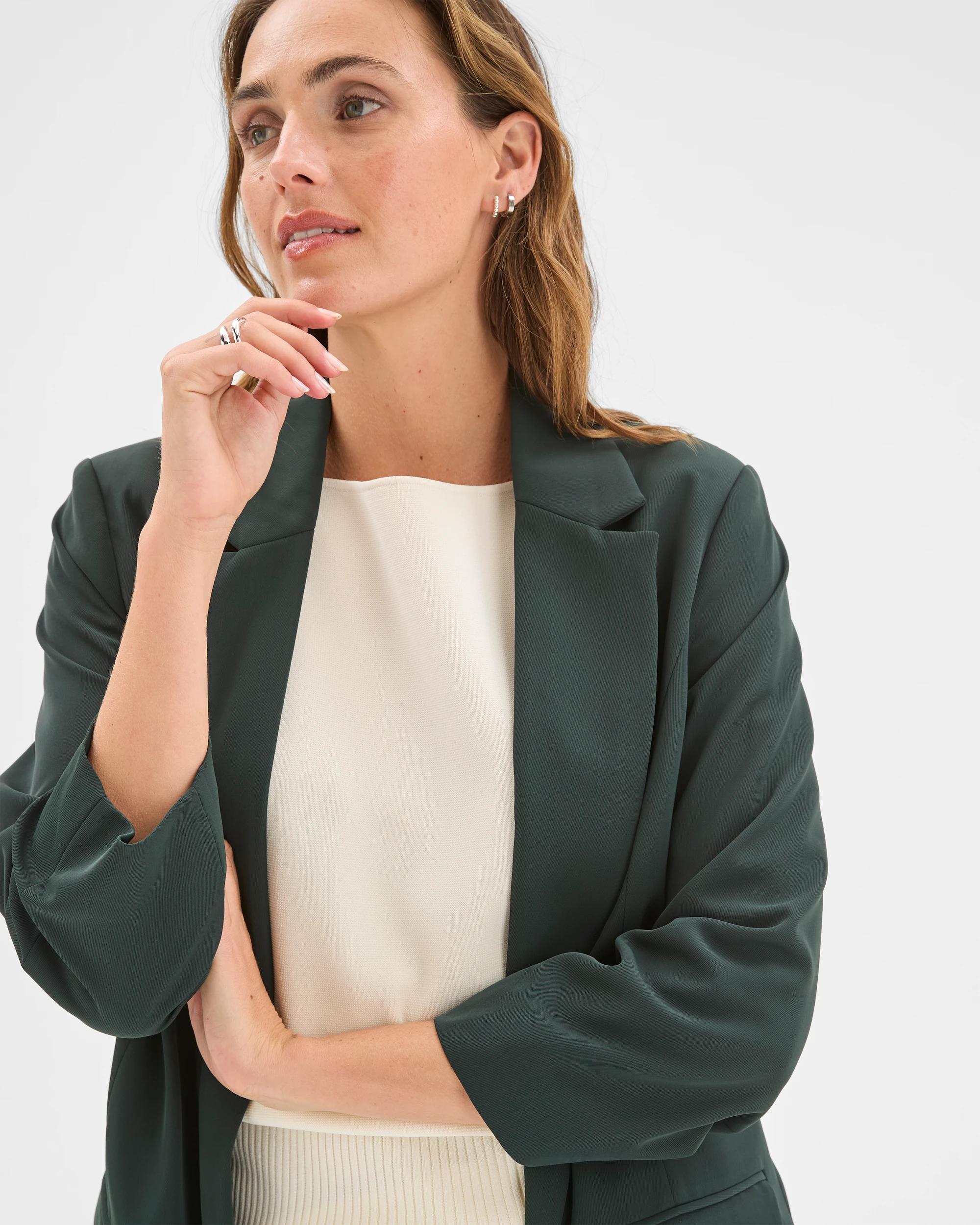 3 Preview Ruched Sleeve Blazer MID JADE, 3 of 6