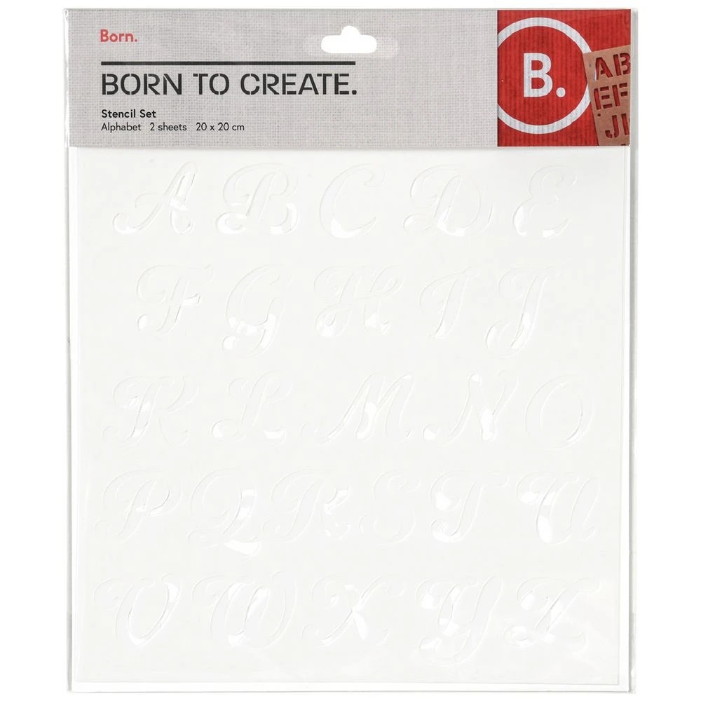 1 Born Plastic Stencils Alphabet Script 2 Pack, 1 of 2