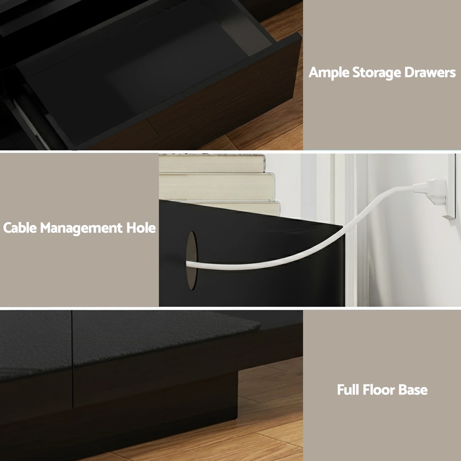 9 Artiss TV Unit Entertainment Unit Storage Drawer RGB LED 180cm - Black, 9 of 9