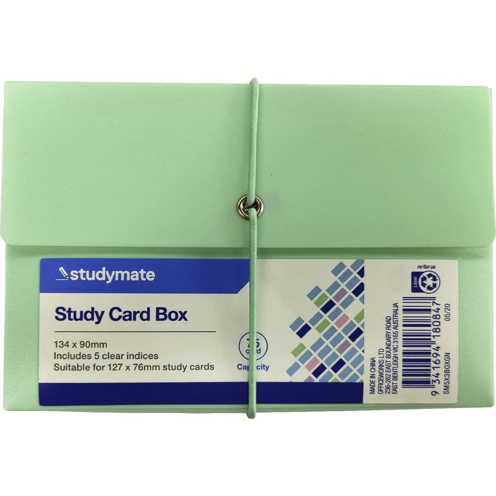 2 Studymate Study Card Box 127 x 76mm Green, 2 of 3