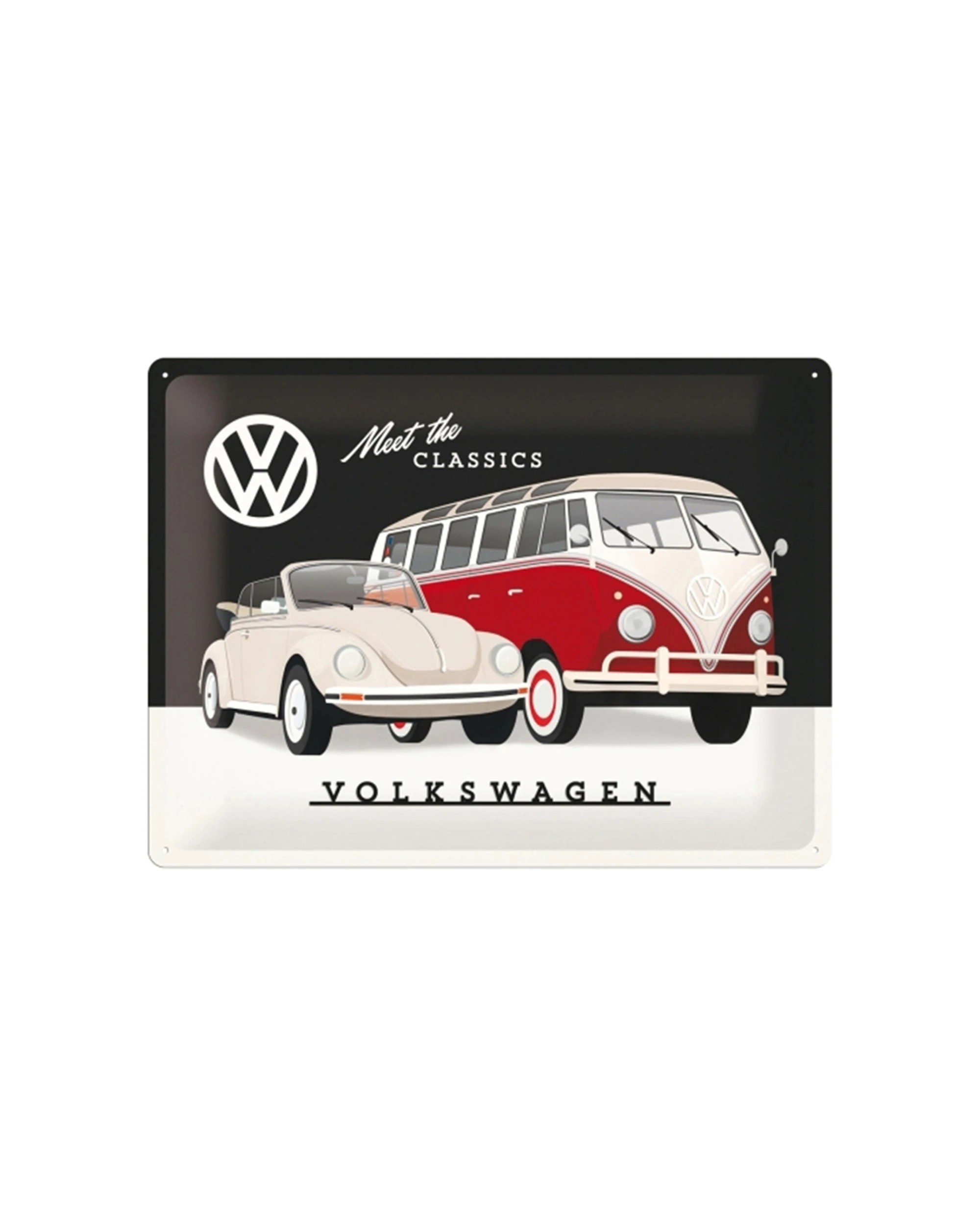1 Nostalgic-Art Large 30x40cm Metal Wall Art Sign Plaque - VW Meet The Classics - Multi, 1 of 3