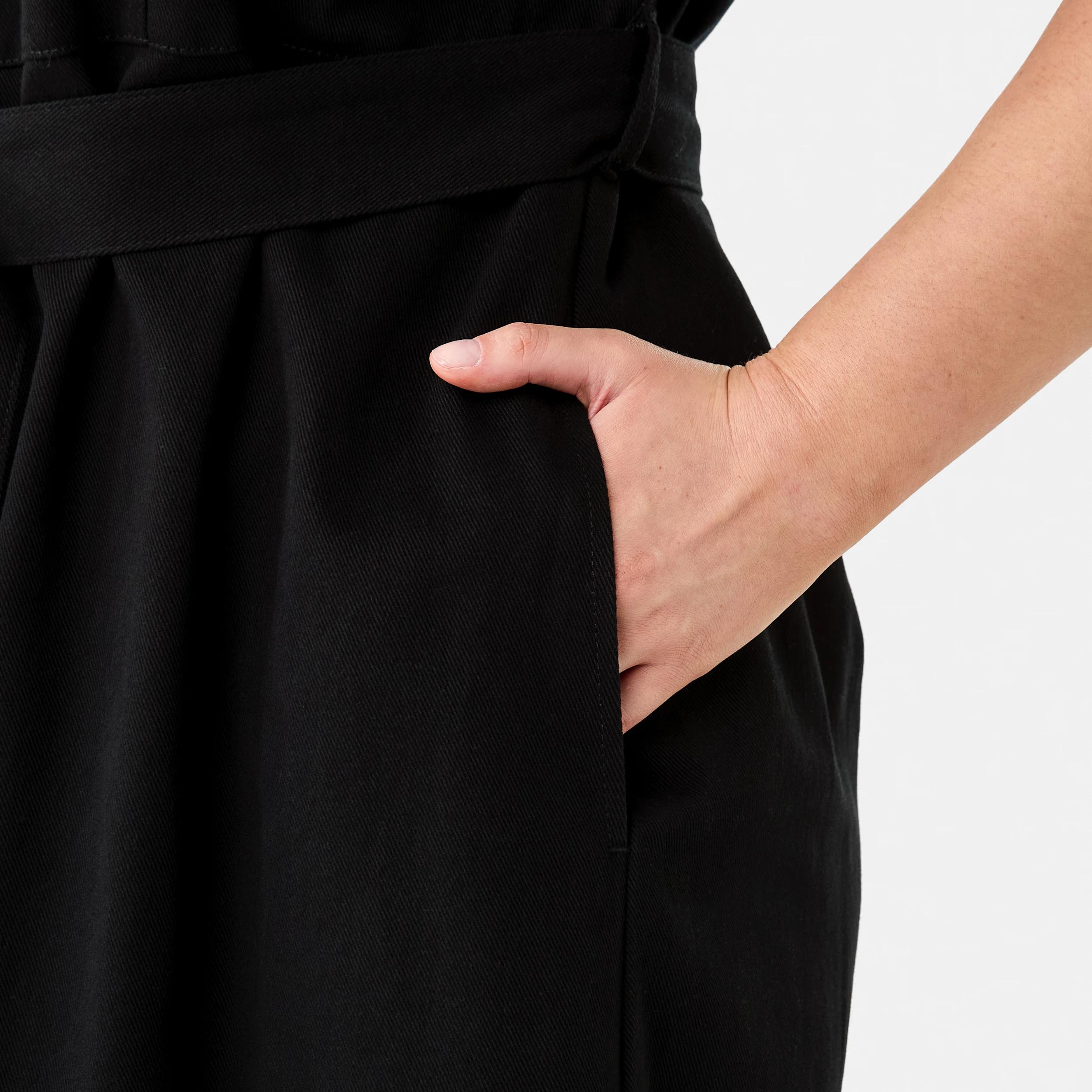 8 Short Sleeve Denim Button Through Midi Dress BLACK, 8 of 9