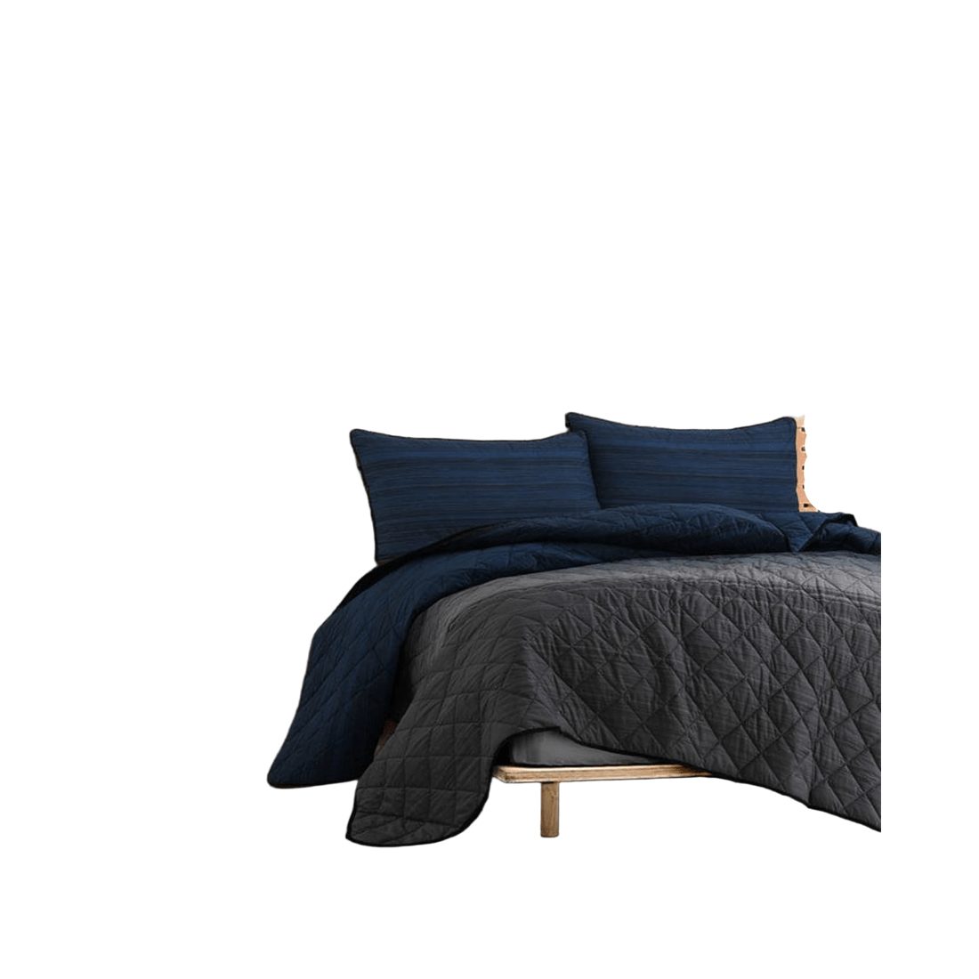 1 Amsons Cotton Quilted Coverlet King Blue/Black/Grey - Pattern, 1 of 2