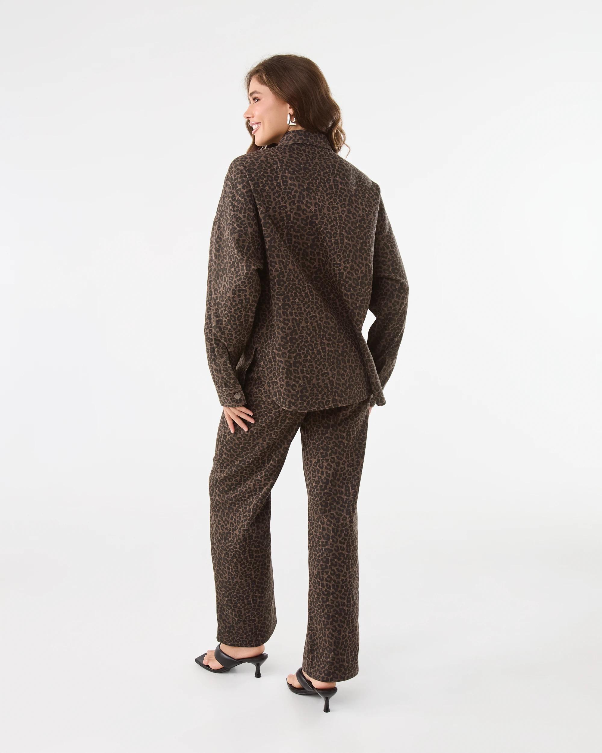 4 Long Sleeve Denim Shirt Brwn Leop, 4 of 10