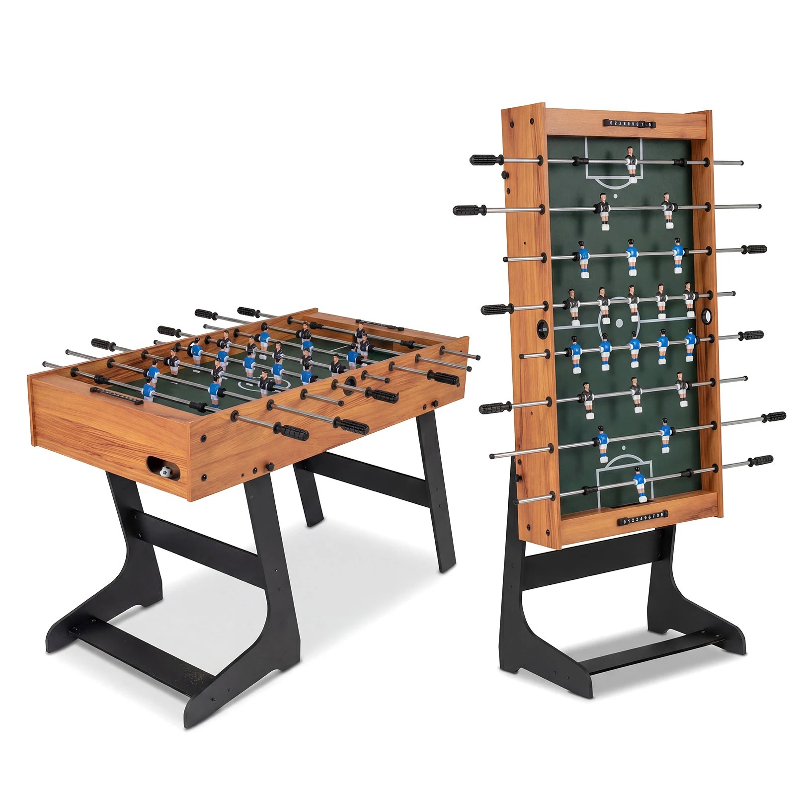 1 Costway Folding Foosball Table 121cm Competition Size Soccer Game Table Play - Natural, 1 of 1