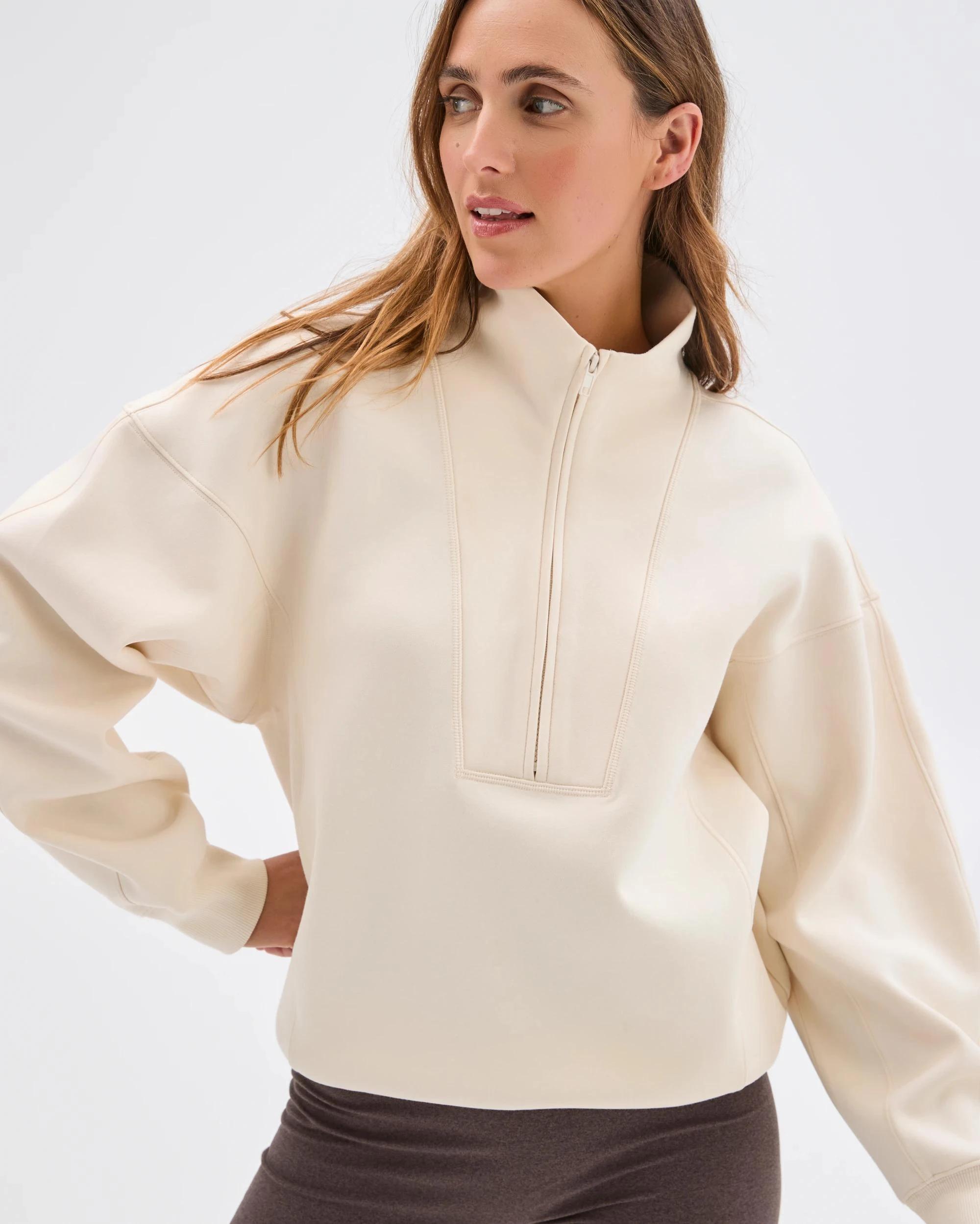 5 Target Active Australian Cotton Blend Cocoon 1/4 Zip Fleece Jumper OATMILK, 5 of 7