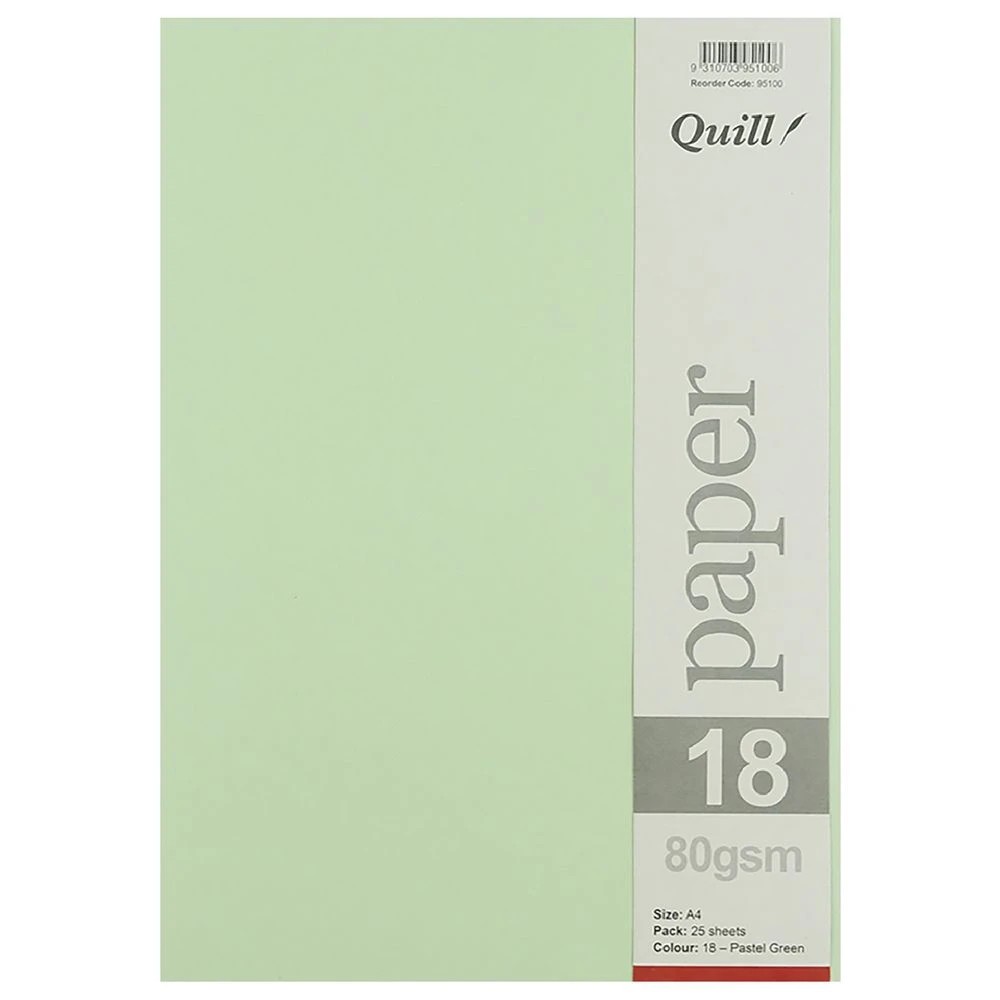 3 Quill A4 80gsm Paper Pastel Green 25 Pack, 3 of 3