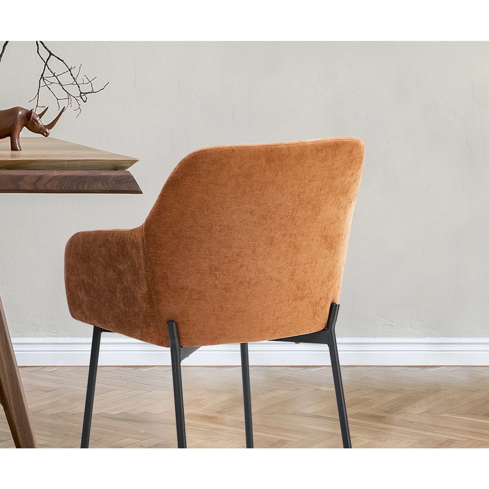 5 Oikiture 6x Dining Chairs Kitchen Accent Armchairs Chenille Fabric - Orange, 5 of 10