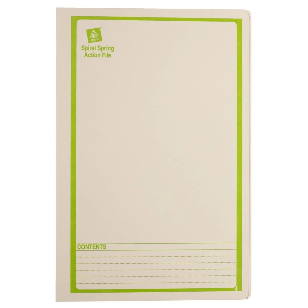 2 Avery Foolscap Spiral Spring File Buff with Green Print, 2 of 5