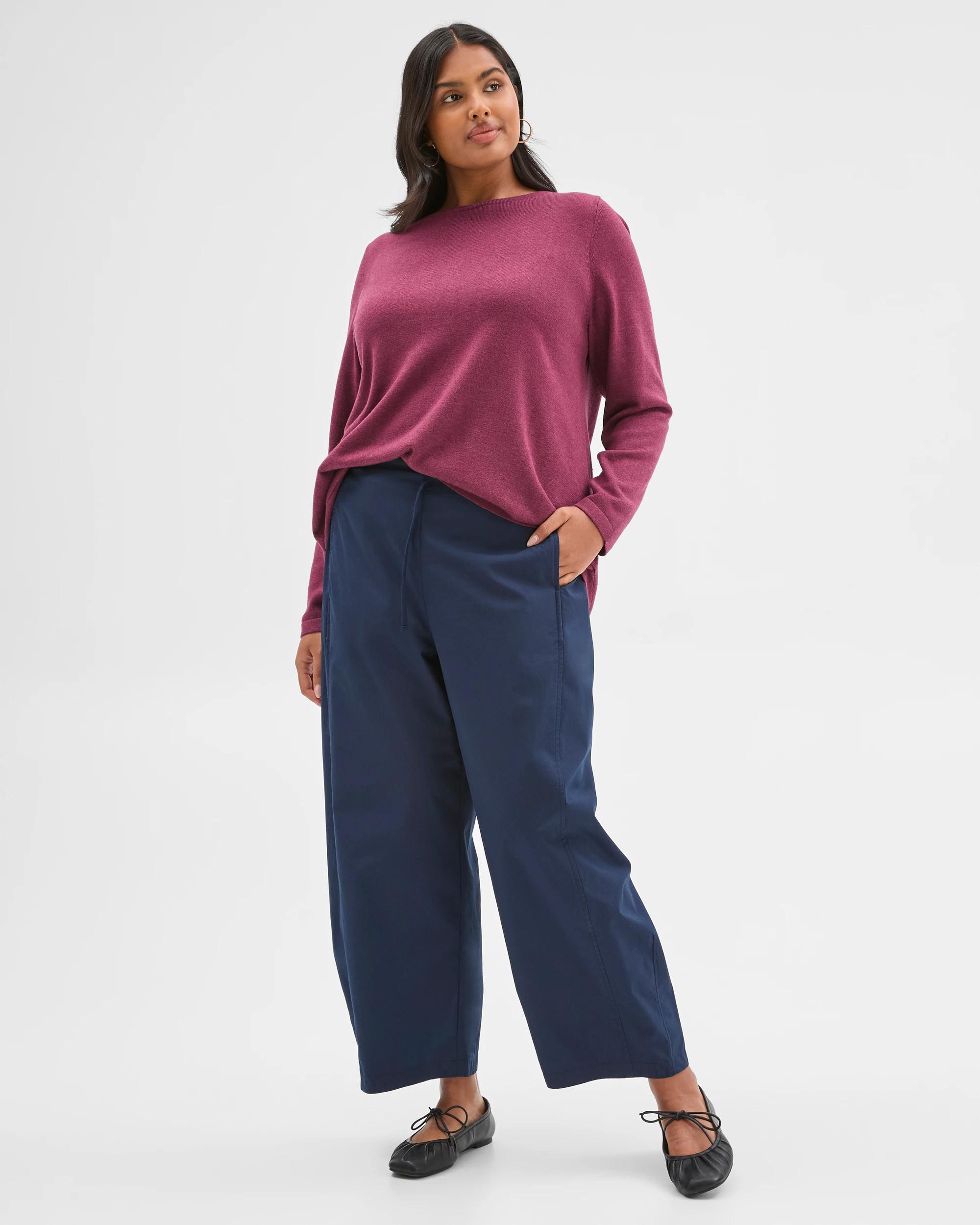 1 Target Curve Plus Size Long Sleeve Curve Hem Rib Jumper CRUSHED VIOLET MARLE, 1 of 6