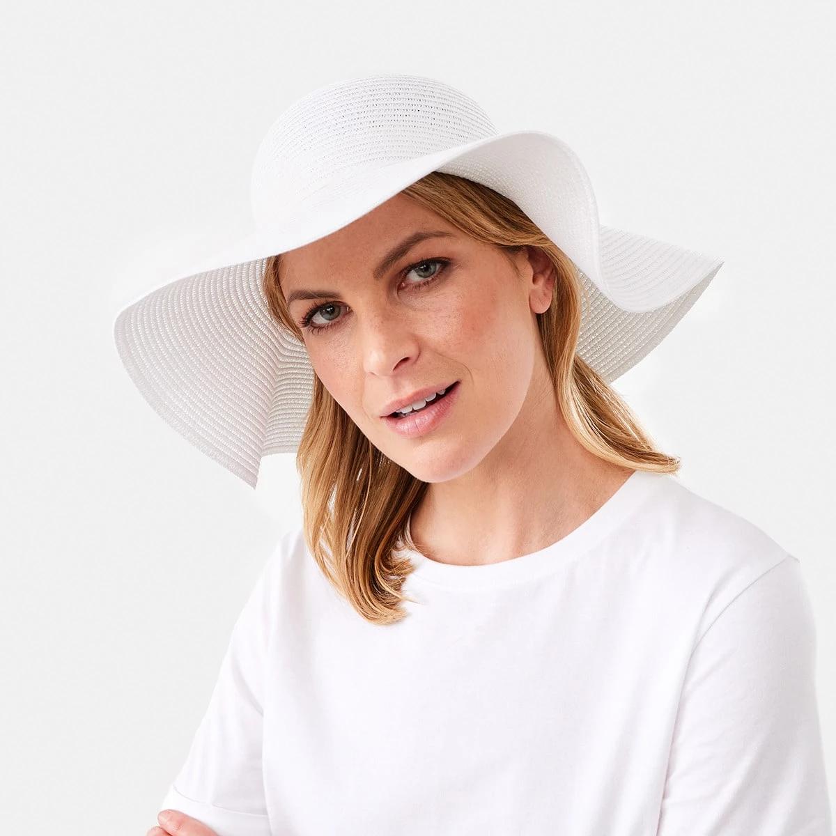 4 Ribbon Trim Wide Brim Hat White, 4 of 4