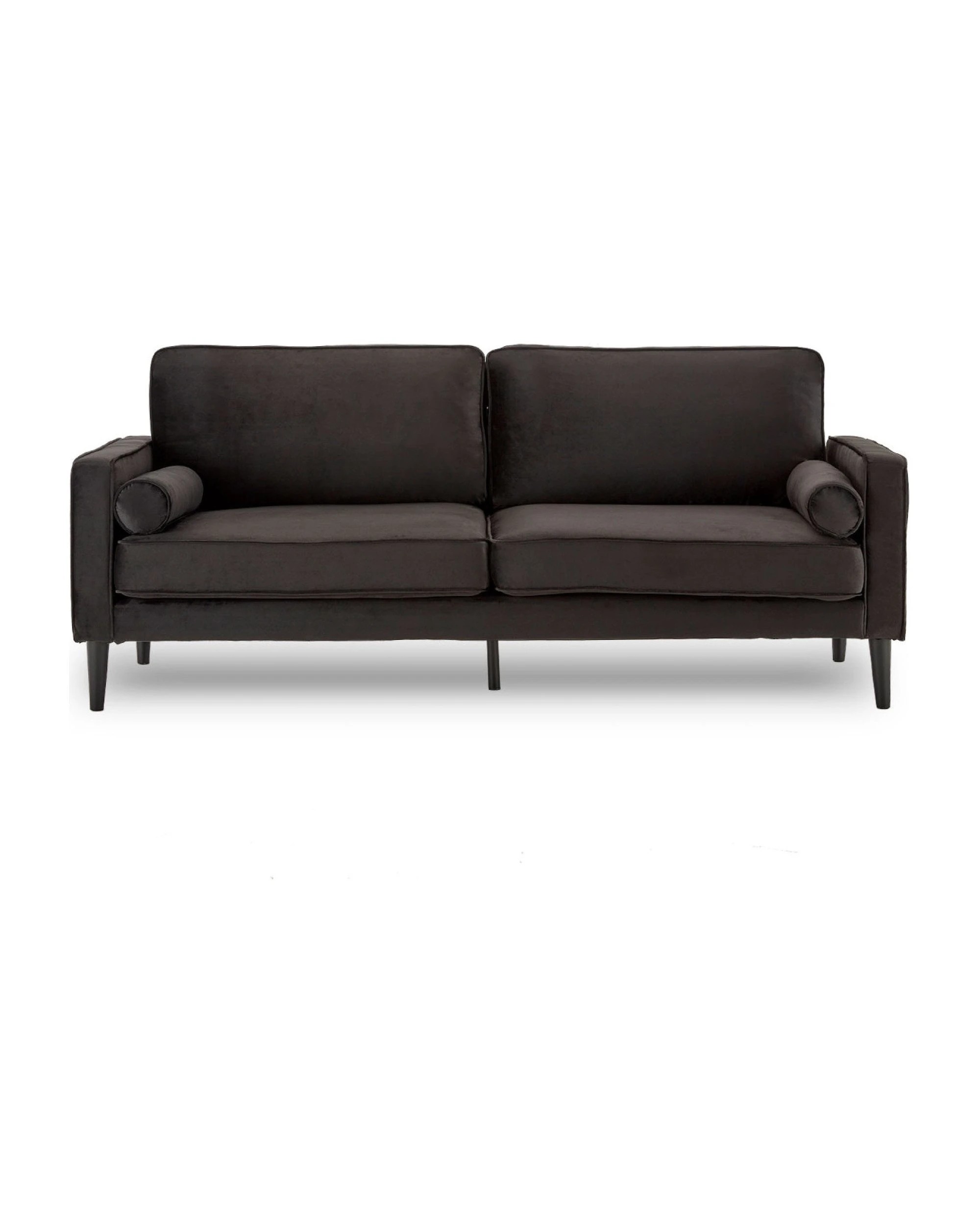1 Sarantino Faux Velvet Sofa Bed Couch Furniture Lounge Suite - Black, 1 of 9