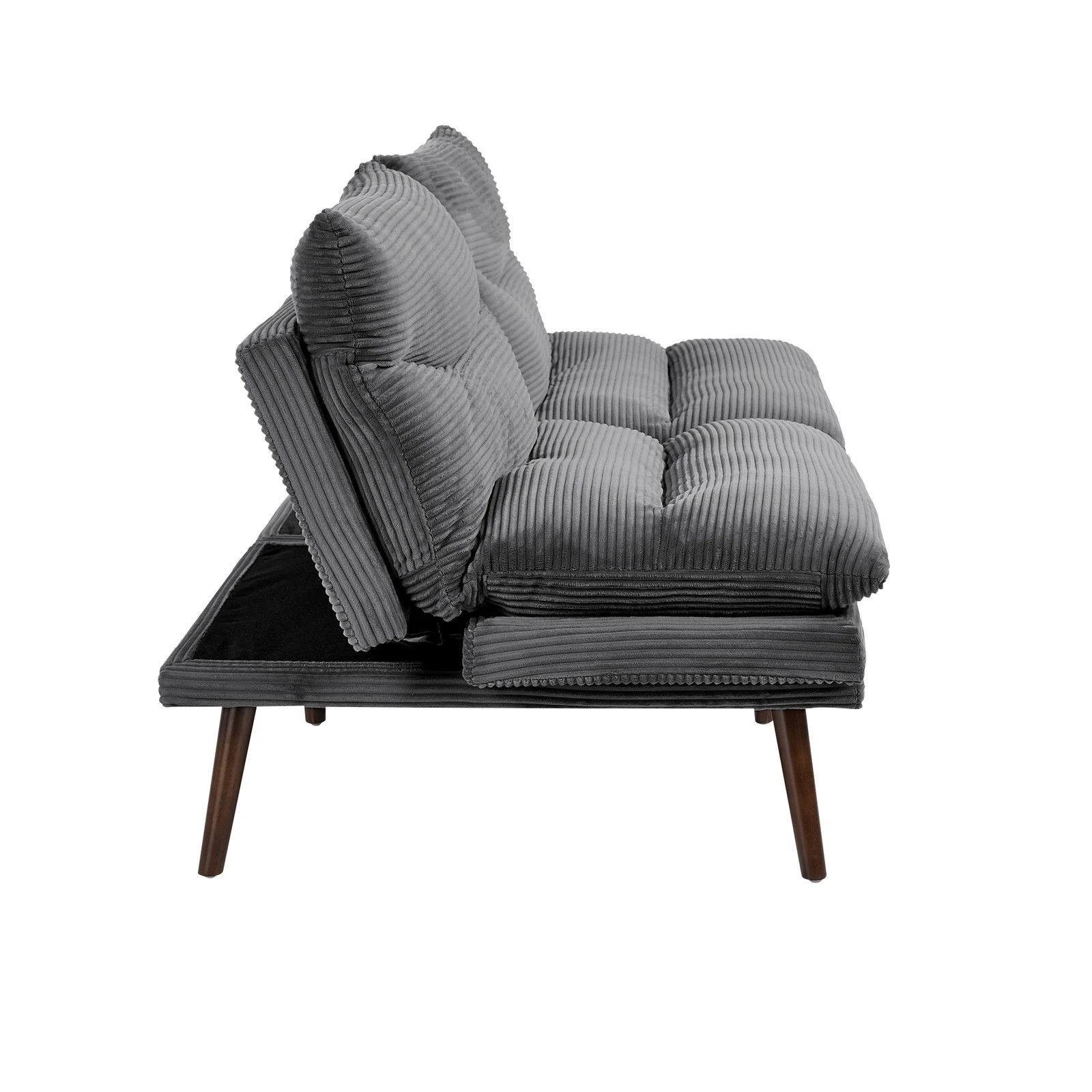 9 Oikiture Sofa Bed Recliner Lounge Couch Corduroy - Grey, 9 of 9