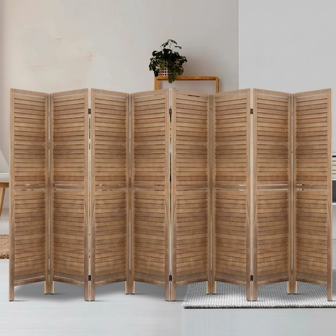 8 Artiss 8 Panel Room Divider Screen 326x170cm Louver Oak - Brown, 8 of 8