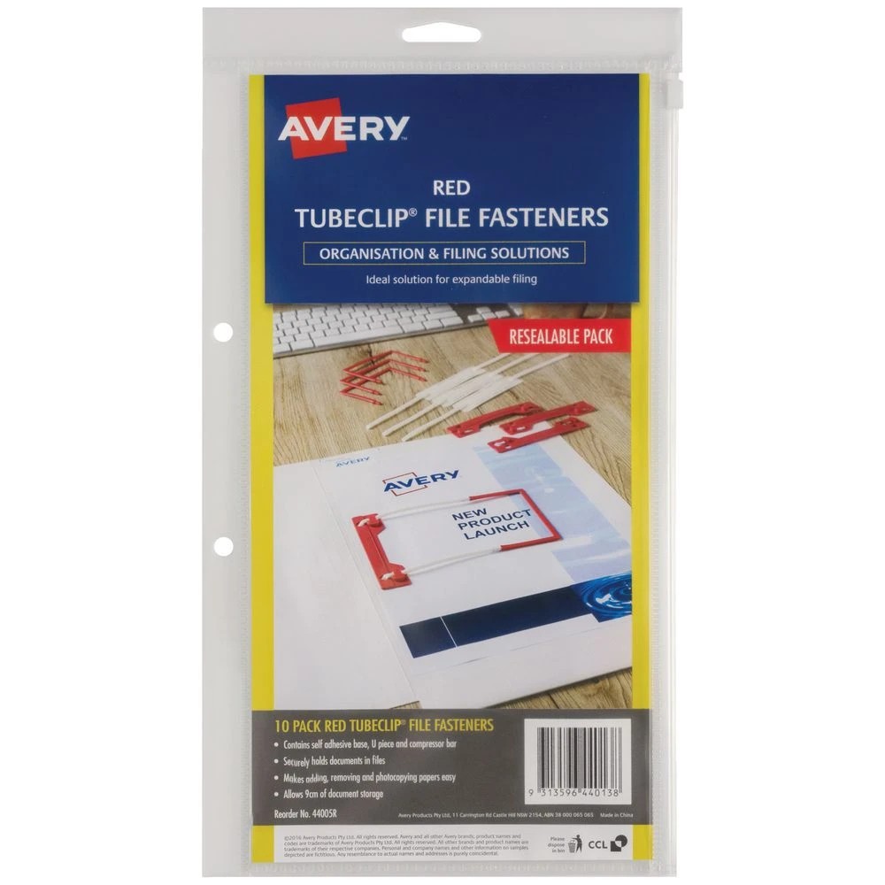 2 Avery Tubeclip Fastener Red 10 Pack, 2 of 3