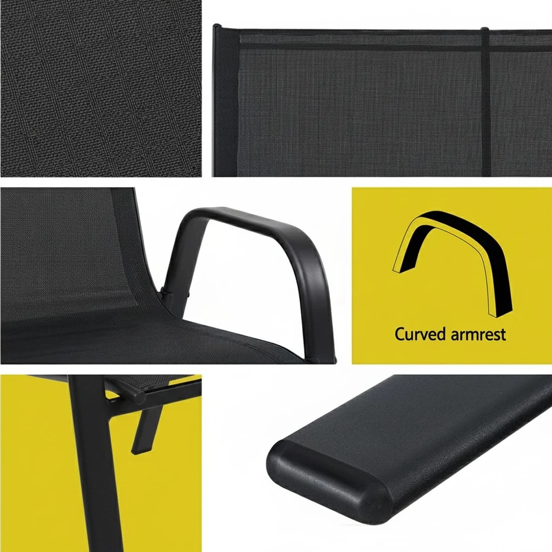 6 Gardeon Garden Bench Seat Steel Outdoor Patio Park Lounge Backyard Chair - Black, 6 of 7