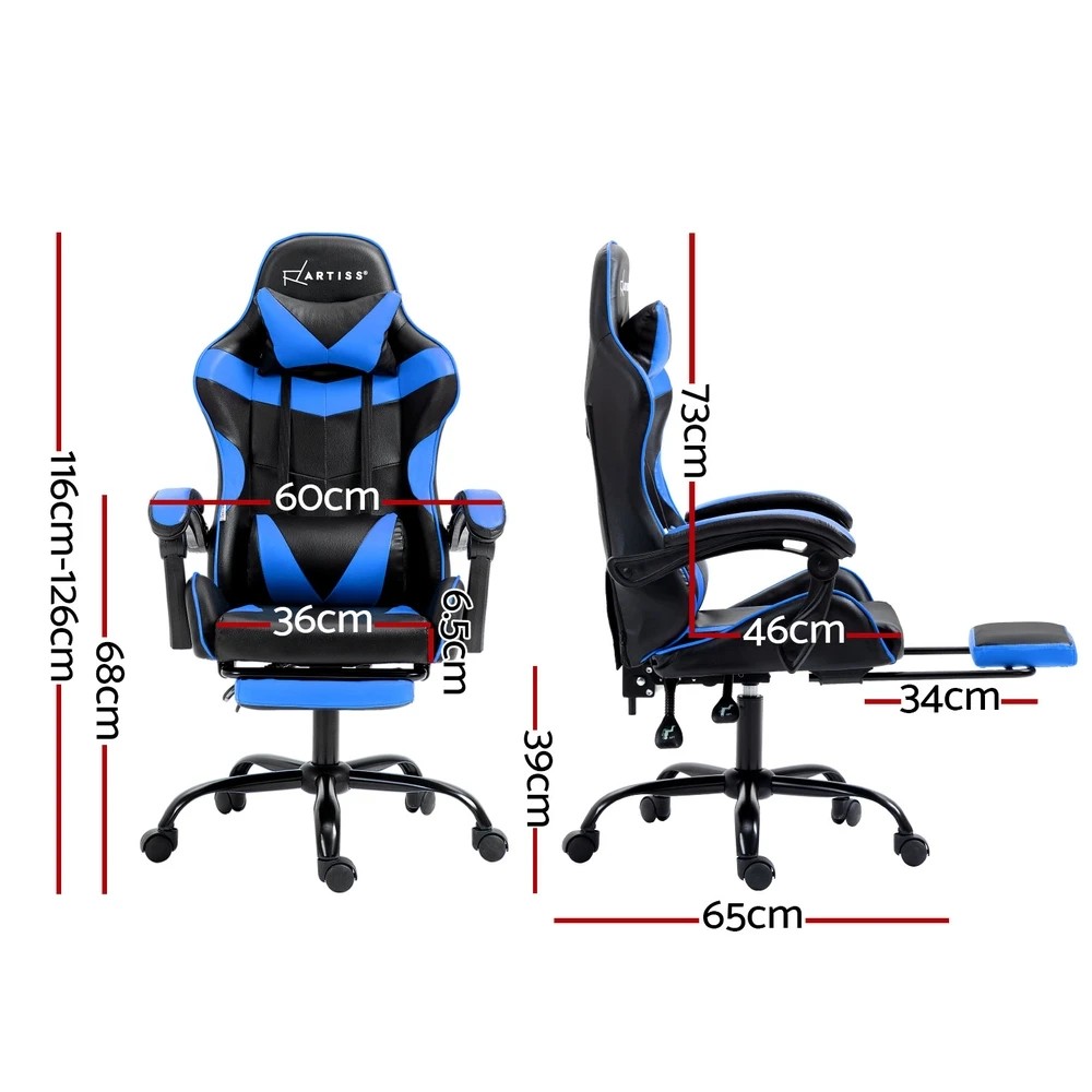 2 Artiss Gaming Office Chair Recliner Footrest - Multi, 2 of 5