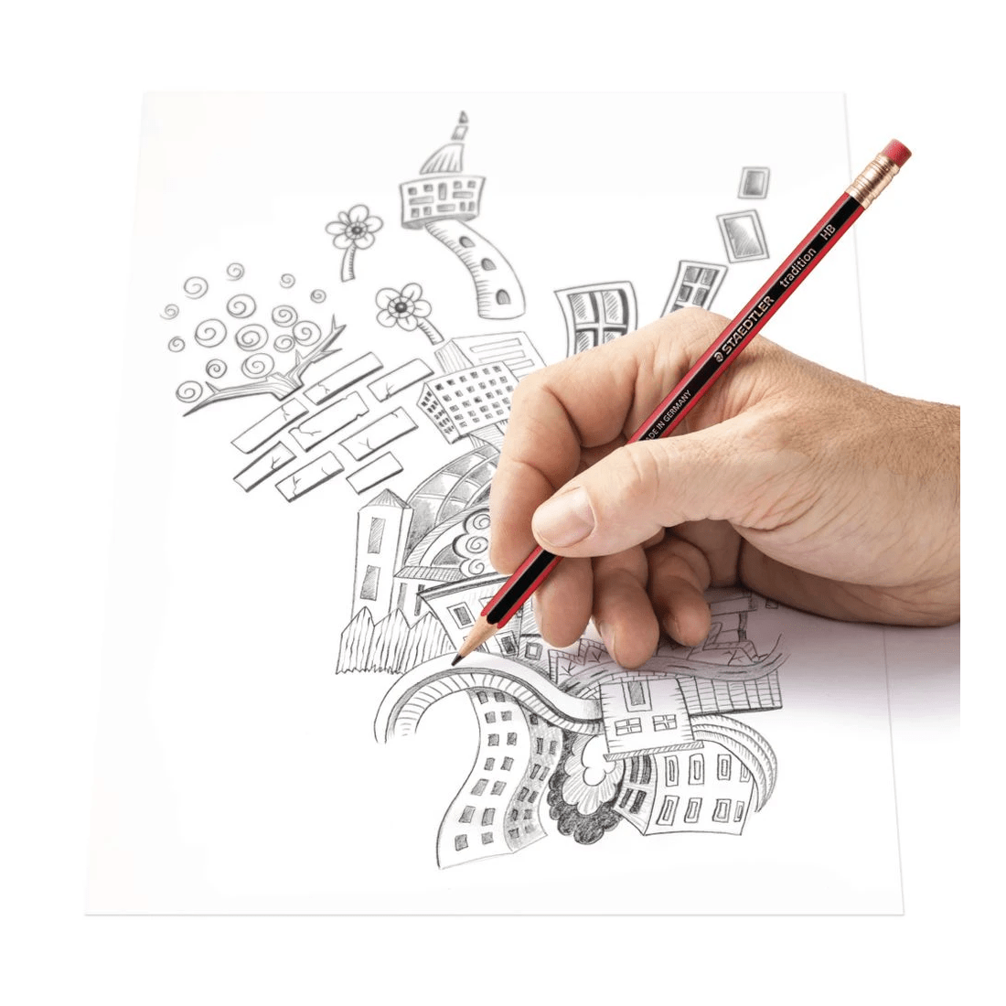 5 Staedtler Tradition Eraser Tip Graphite Pencils HB 12 Pack, 5 of 6