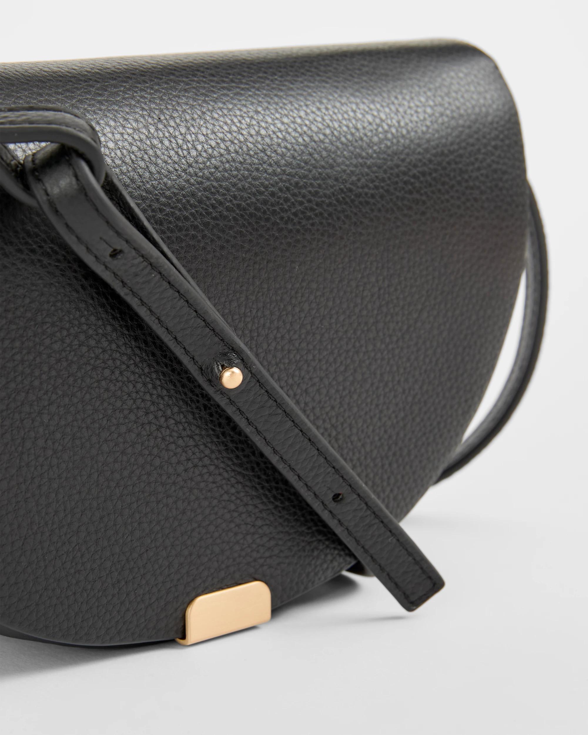 2 Target Woman Genuine Leather Mini Saddle Crossbody Bag BLACK, 2 of 3