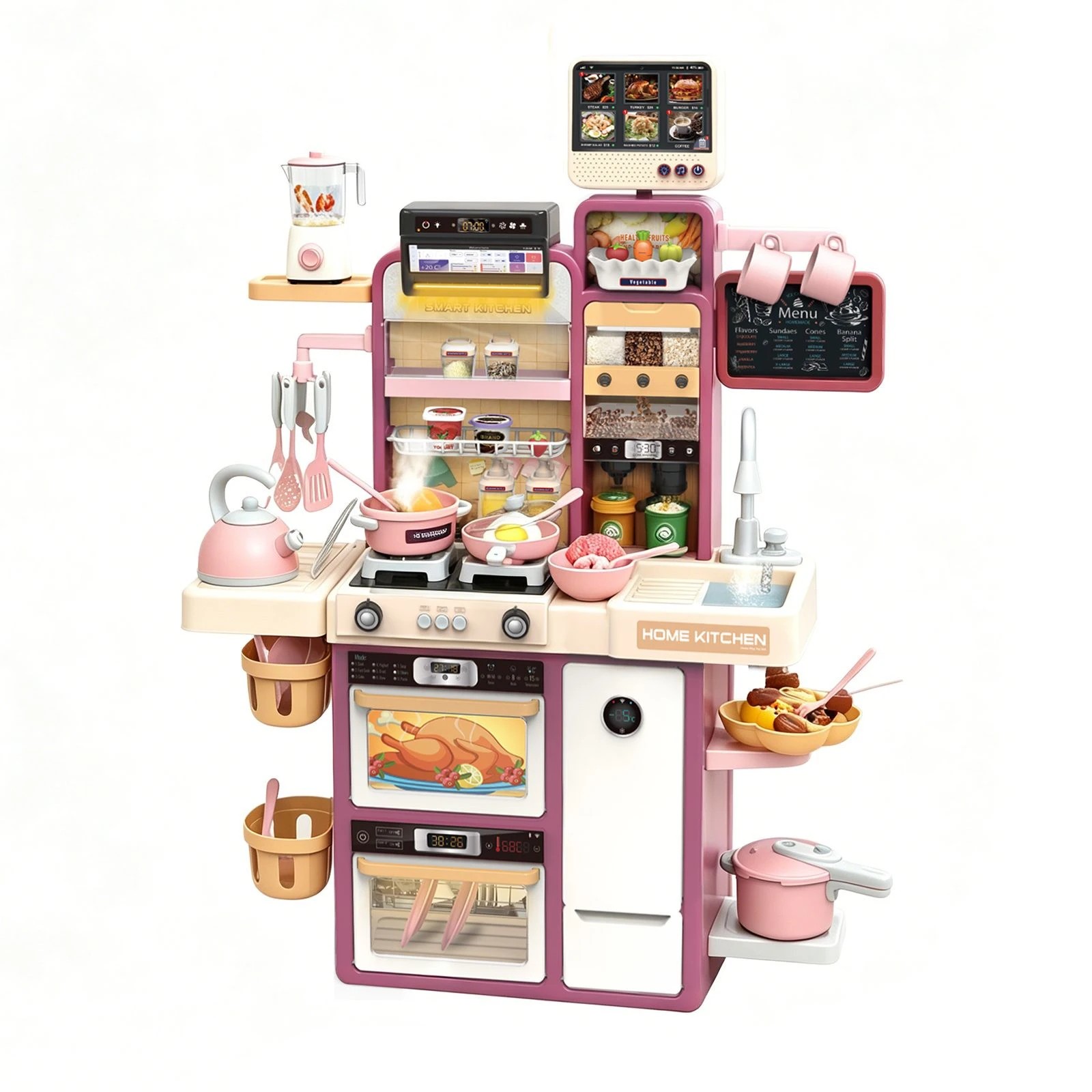 4 Ausway Educational Kids Play Kitchen Learning Toys Set with Steam Stove, 4 of 7