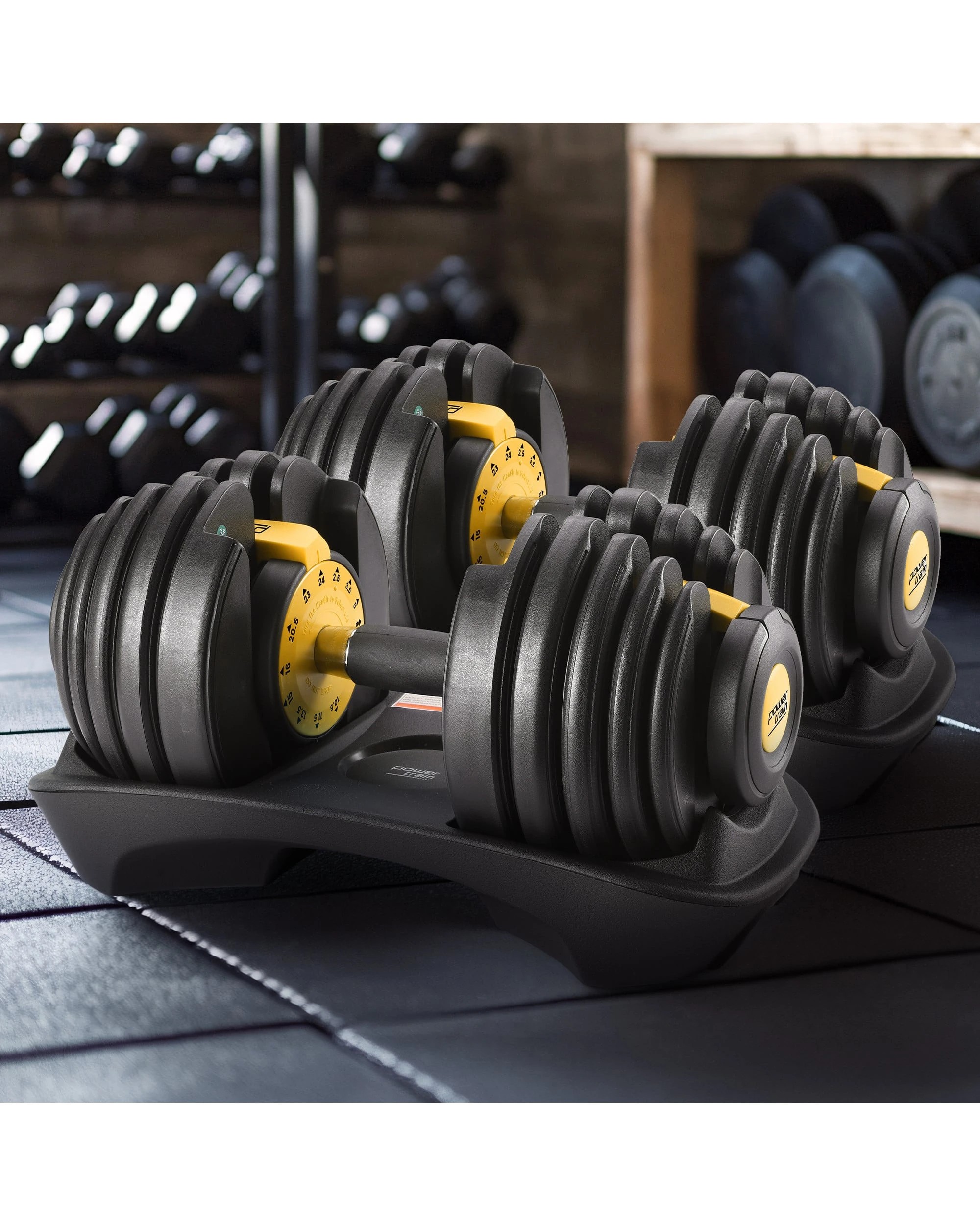 3 Powertrain 48kg Adjustable Dumbbell Set Home Gym Exercise Equipment Weights Gold, 3 of 7