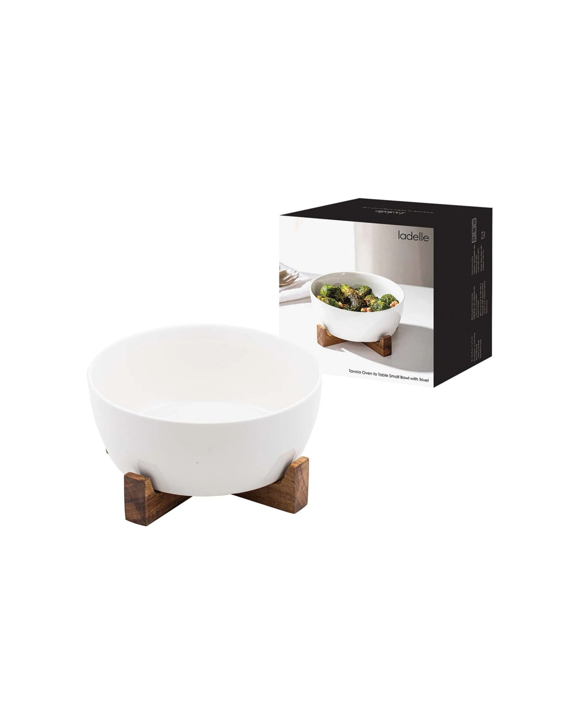 2 Ladelle Alto Oven To Table Porcelain Acacia Small Bowl With Trivet 21cm - White, 2 of 5