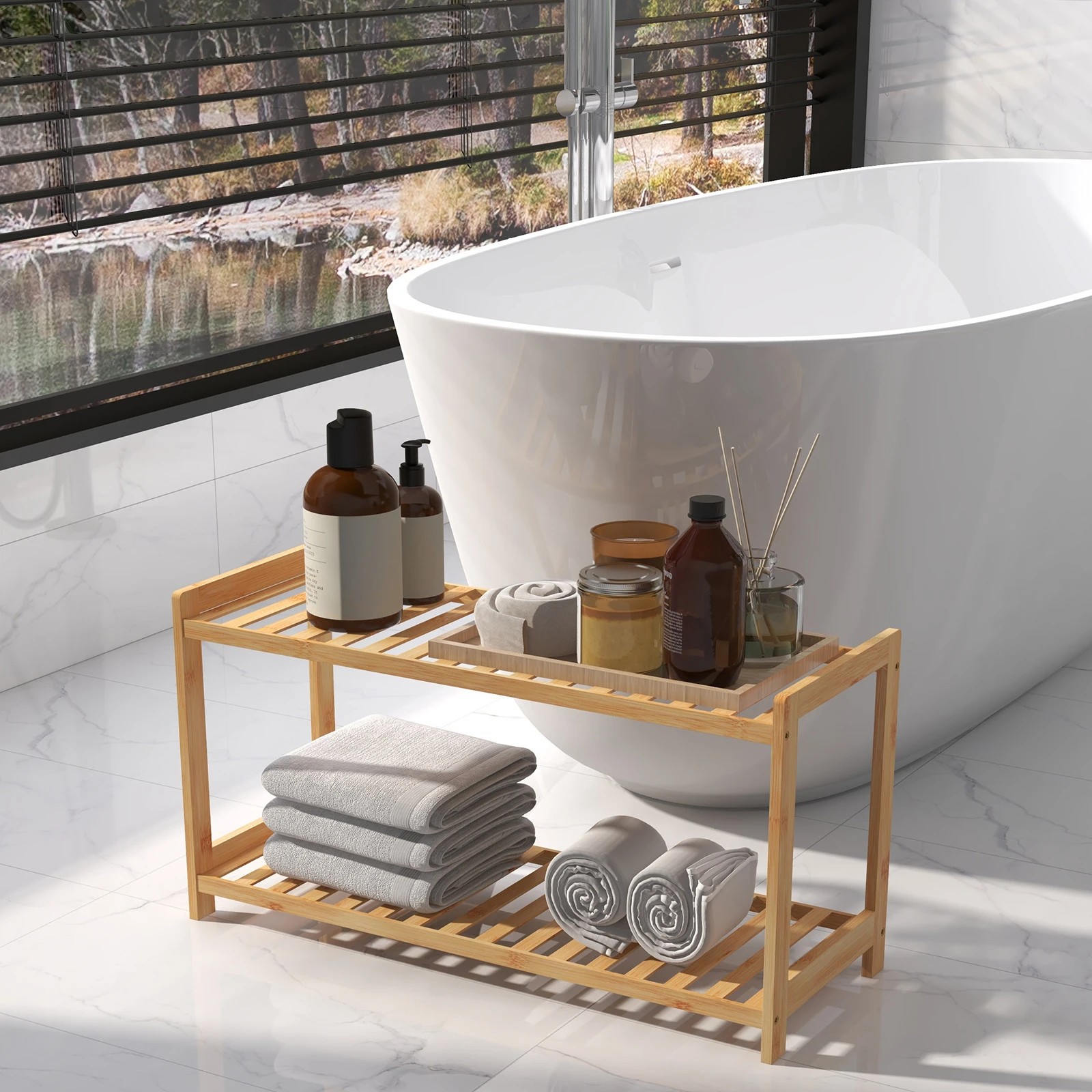 2 Casa Decor 2 Tier Bamboo Shoe Stool - Brown, 2 of 10