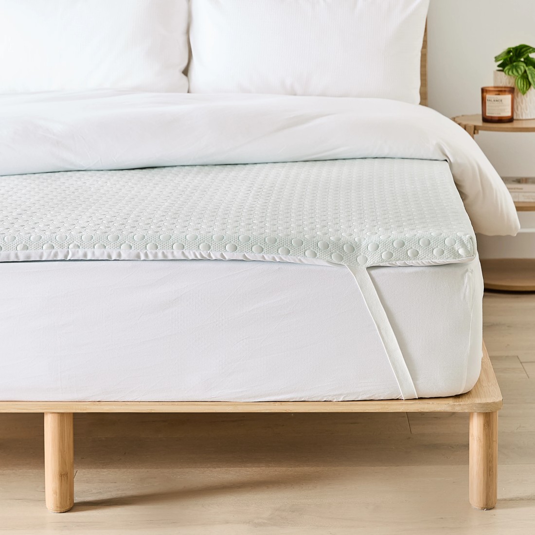 2 Cooling Memory Foam Mattress Topper - Queen Bed, White, 2 of 10