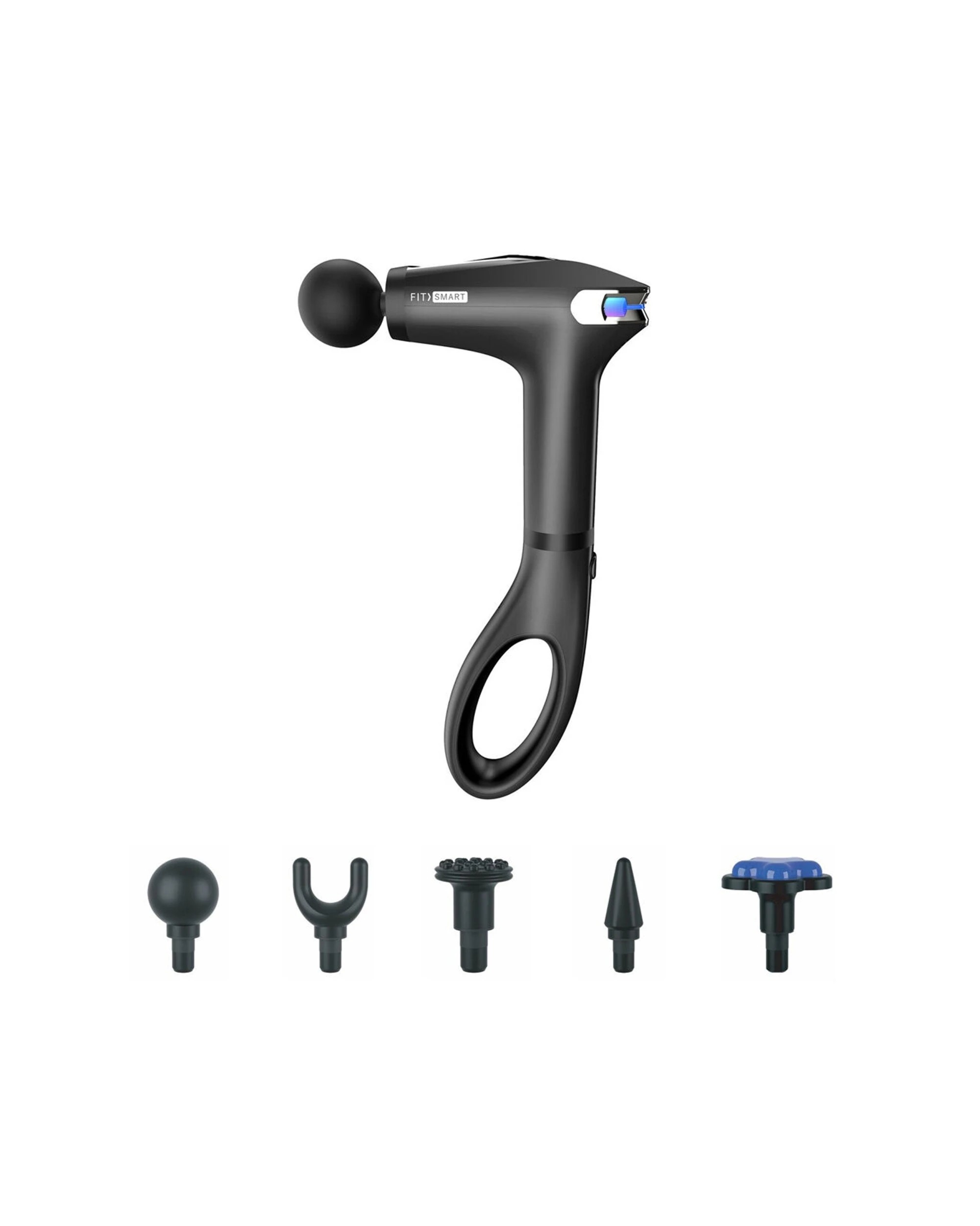 1 FitSmart FS-4500 I-Reach 30W Massage Gun 14x33cm Deep Tissue 5 Attachments - Black, 1 of 6