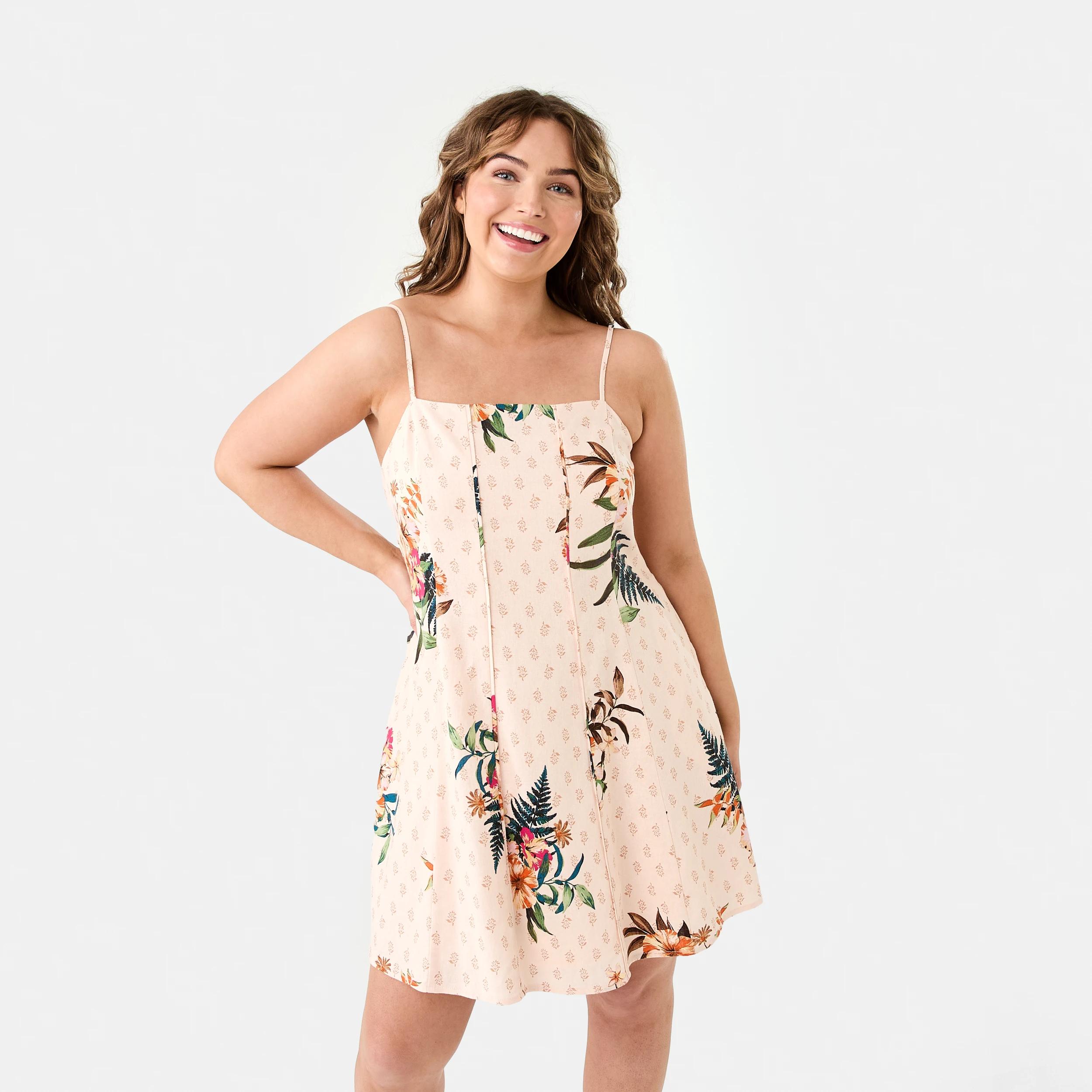 1 Sleeveless Pintuck Linen Blend Mini Dress Boho Trop, 1 of 9