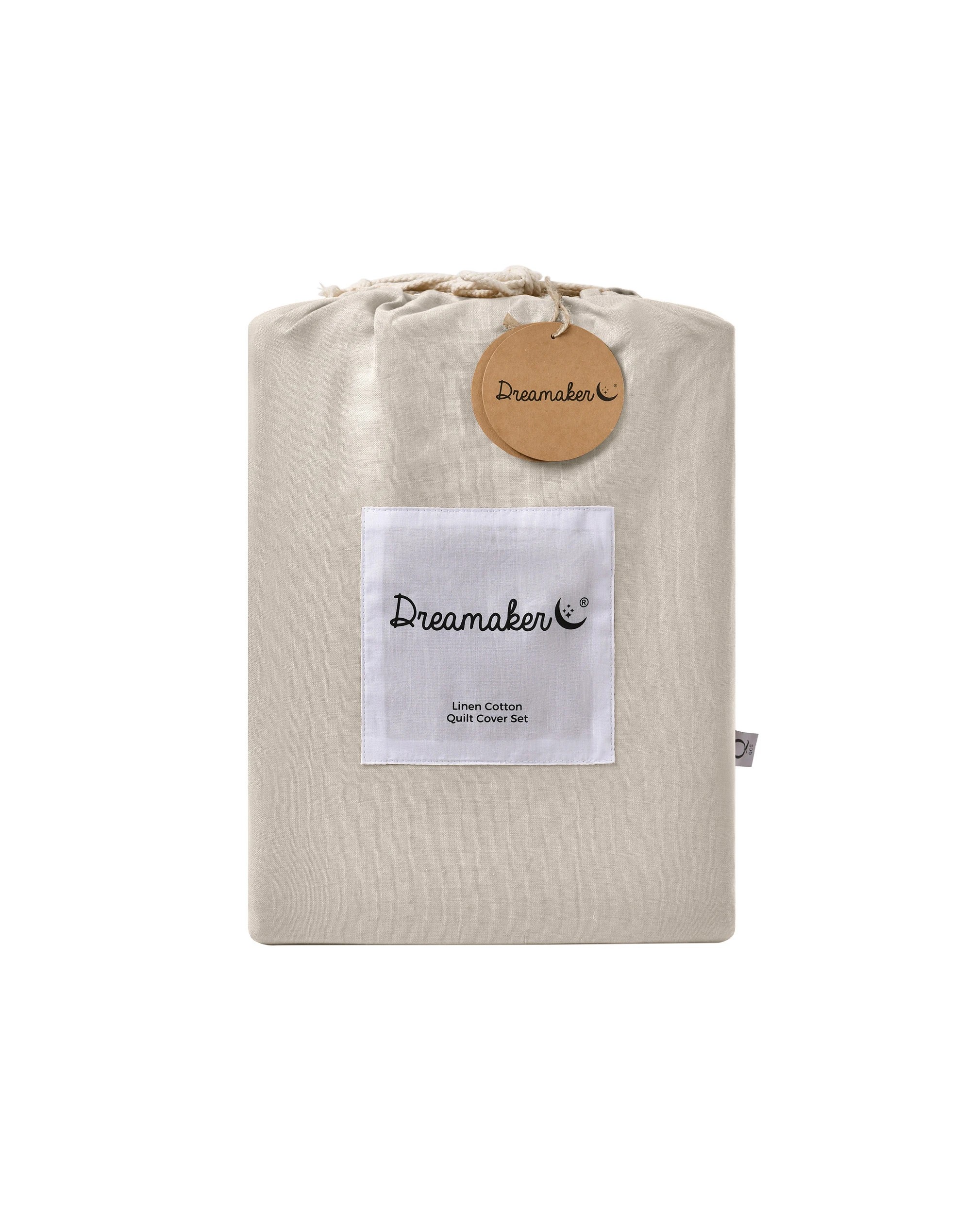 8 Dreamaker Linen Cotton Quilt Cover Set - Queen Bed - Oatmeal, 8 of 8