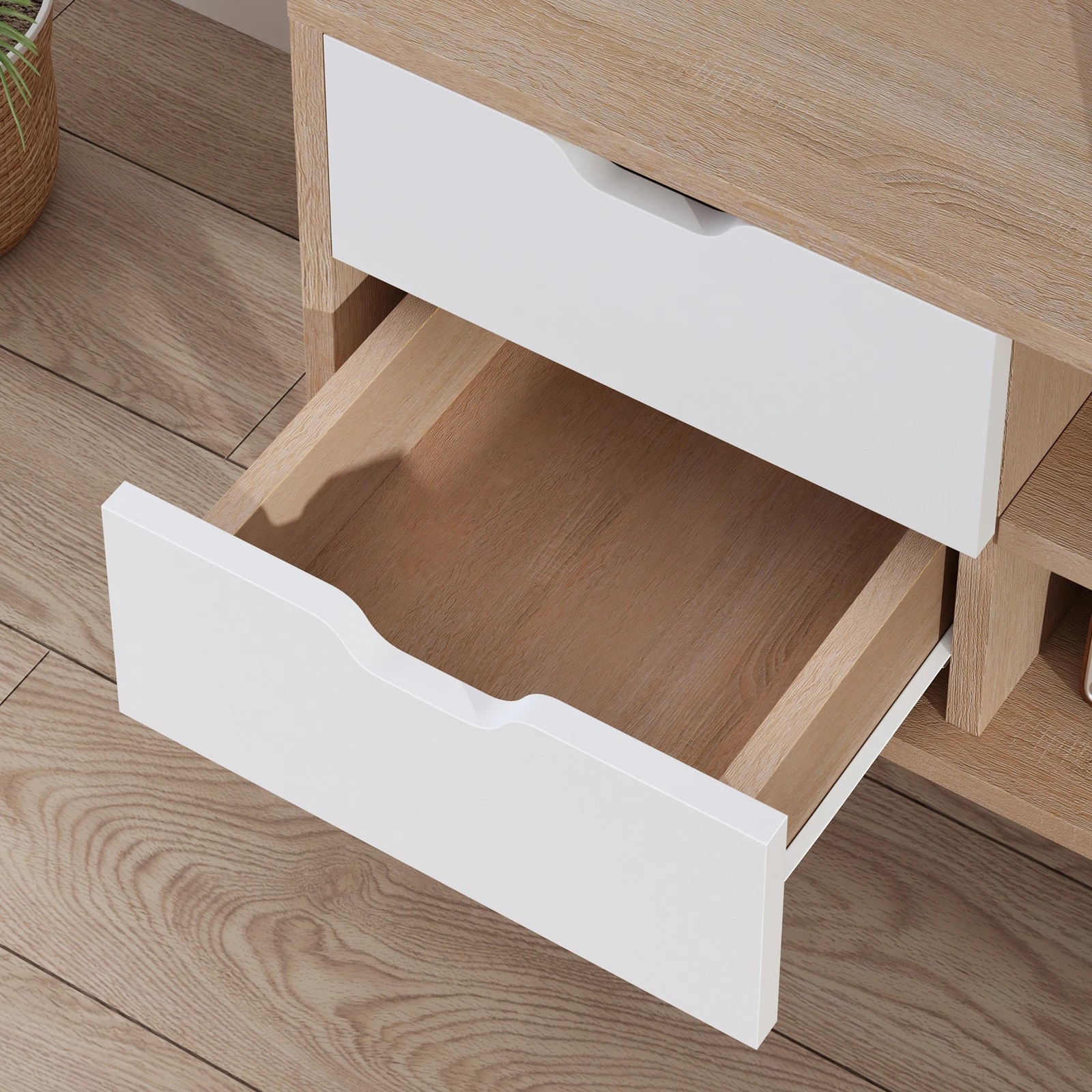 8 Alfordson Entertainment Unit 120cm TV Cabinet Stand Storage Drawer - Oak, 8 of 10