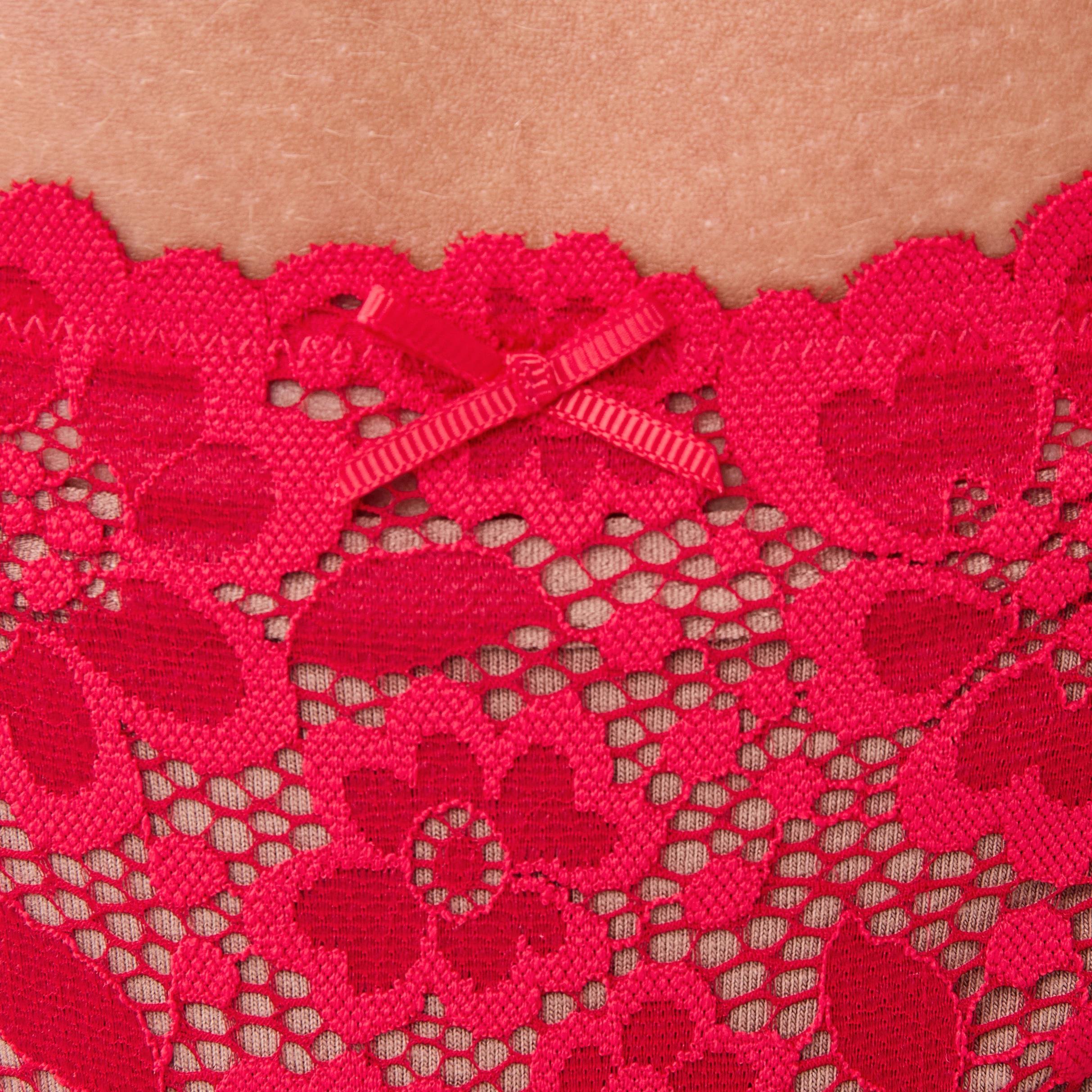 3 Co-ordinated Lace Cheeky Briefs Strawberry, 3 of 4