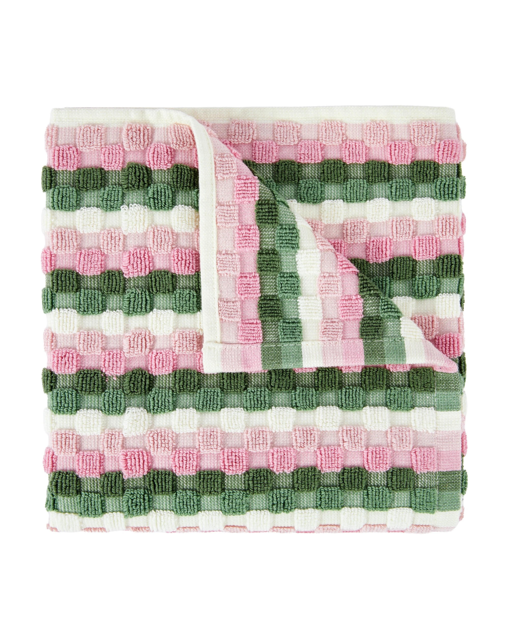 1 Popcorn Cotton Hand Towel - Pink and Green, 1 of 5