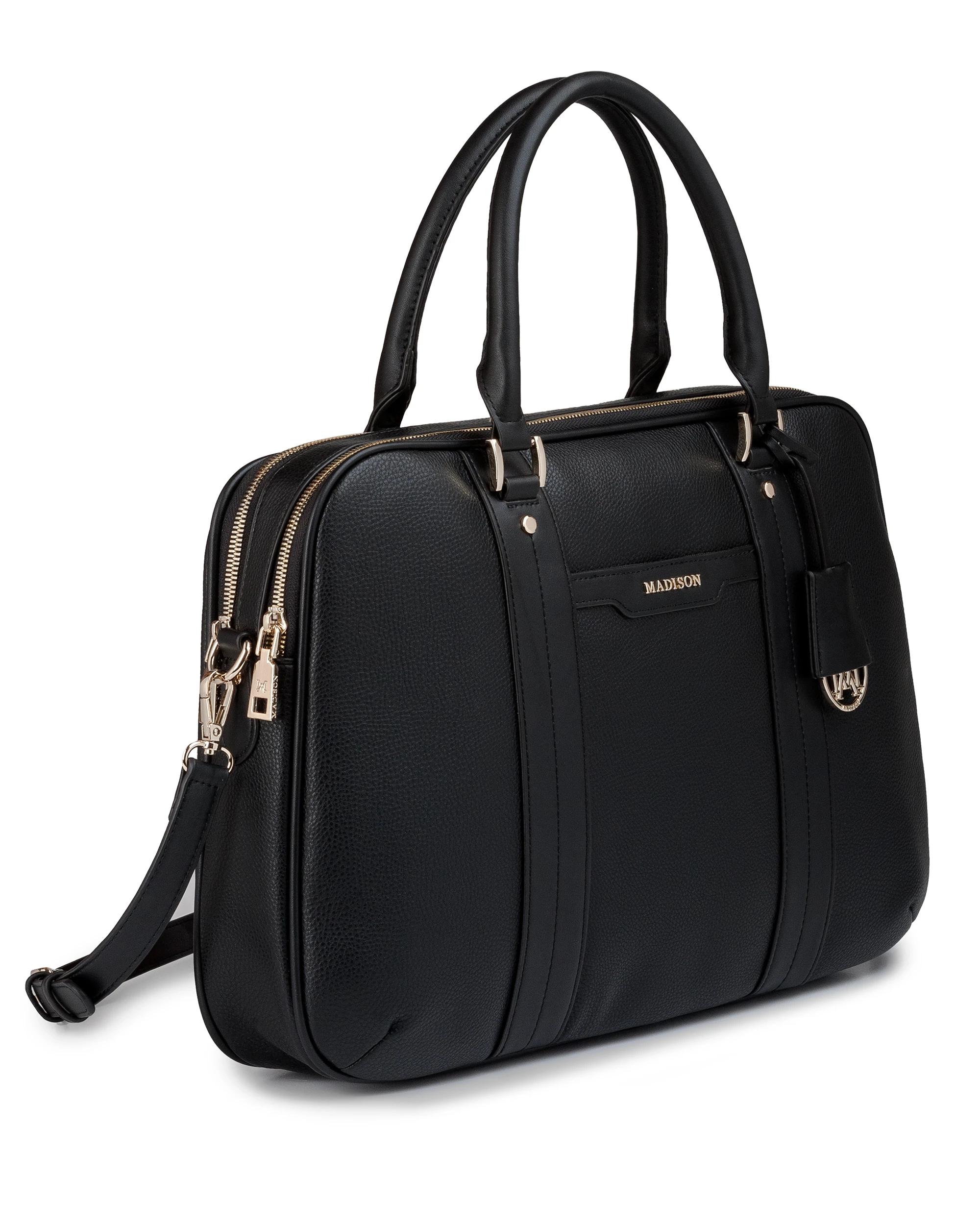 2 Madison Accessories Trudi Double Zip Top Laptop Work Bag BLACK, 2 of 7