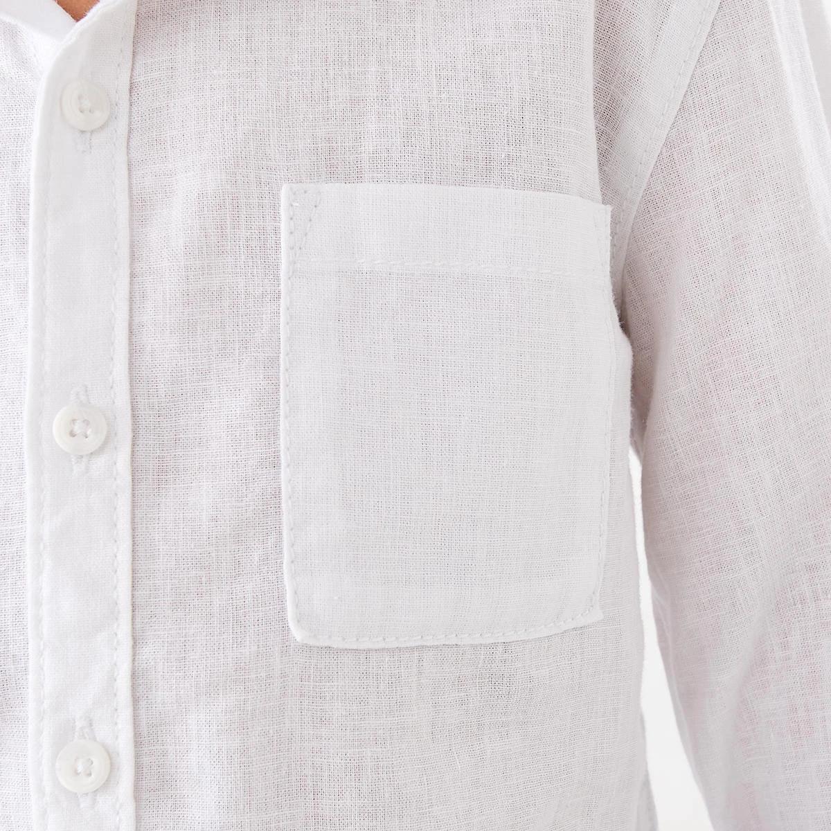 4 Long Sleeve Linen Shirt White, 4 of 9